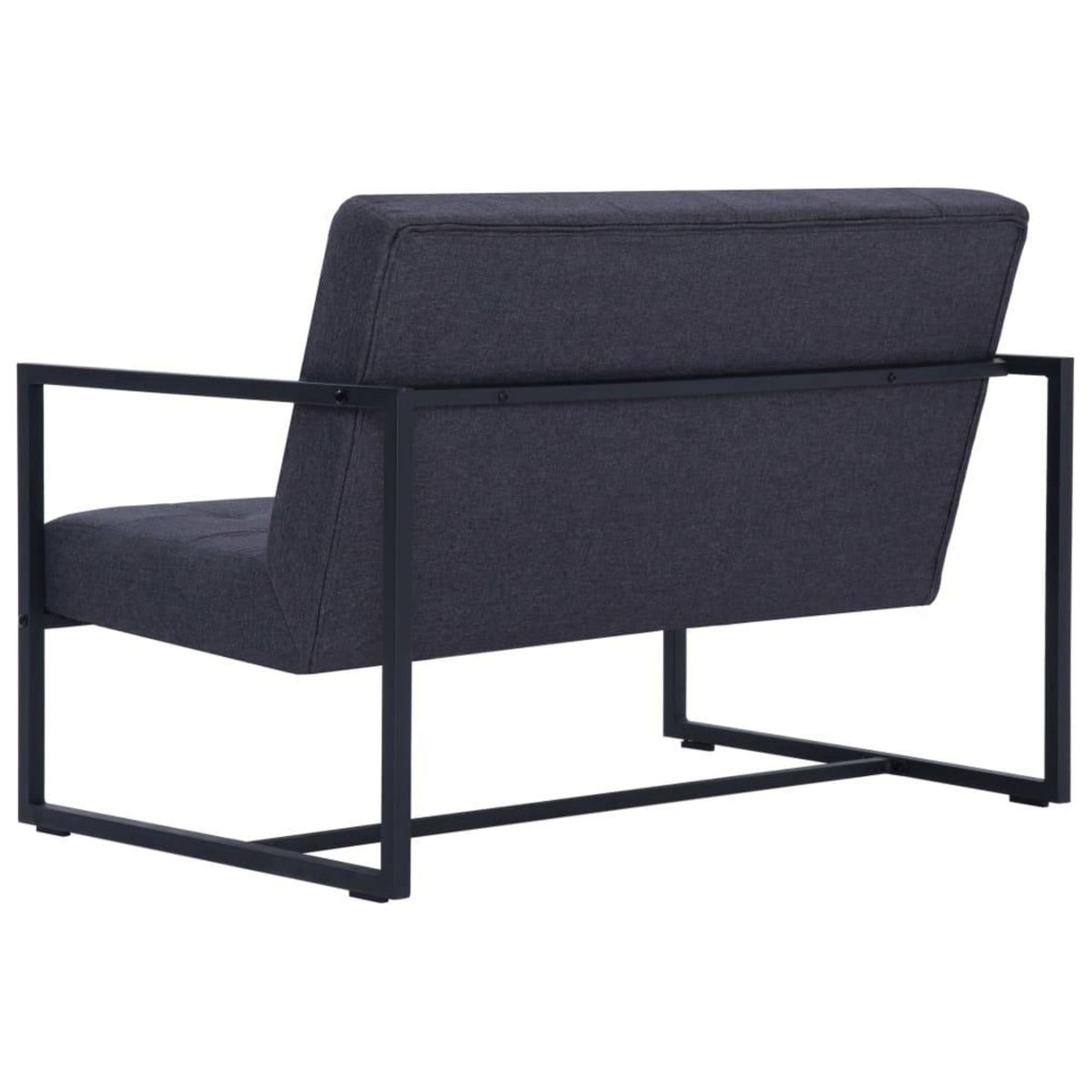 VIDAXL Sofa a 2 places avec accoudoirs Gris fonce Acier et tissu