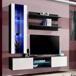 Paris Prix Meuble TV Mural Design  Fly XIX  170cm Blanc & Noir