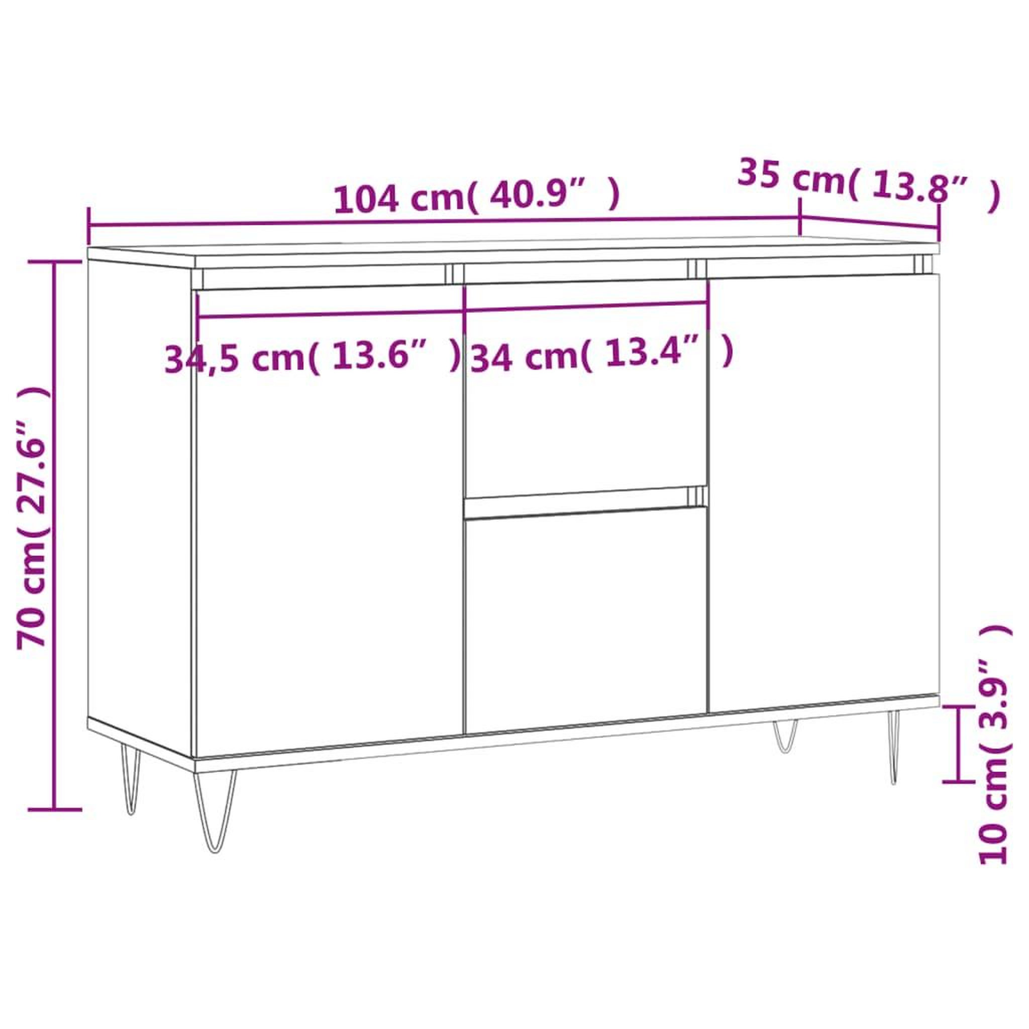 Voir la diapositive 6 : VIDAXL Buffet chene sonoma 104x35x70 cm bois d'ingenierie