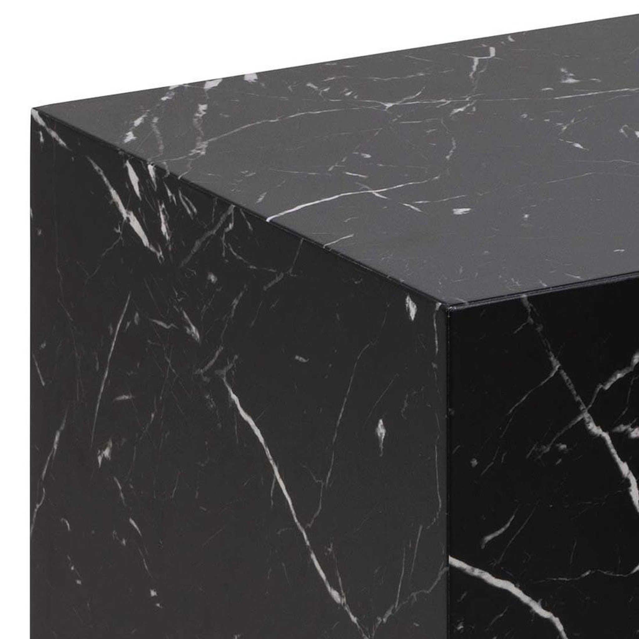 Voir la diapositive 5 : LISA DESIGN Pueblo - lot de 2 tables basses - effet marbre noir - 58 et 50 cm