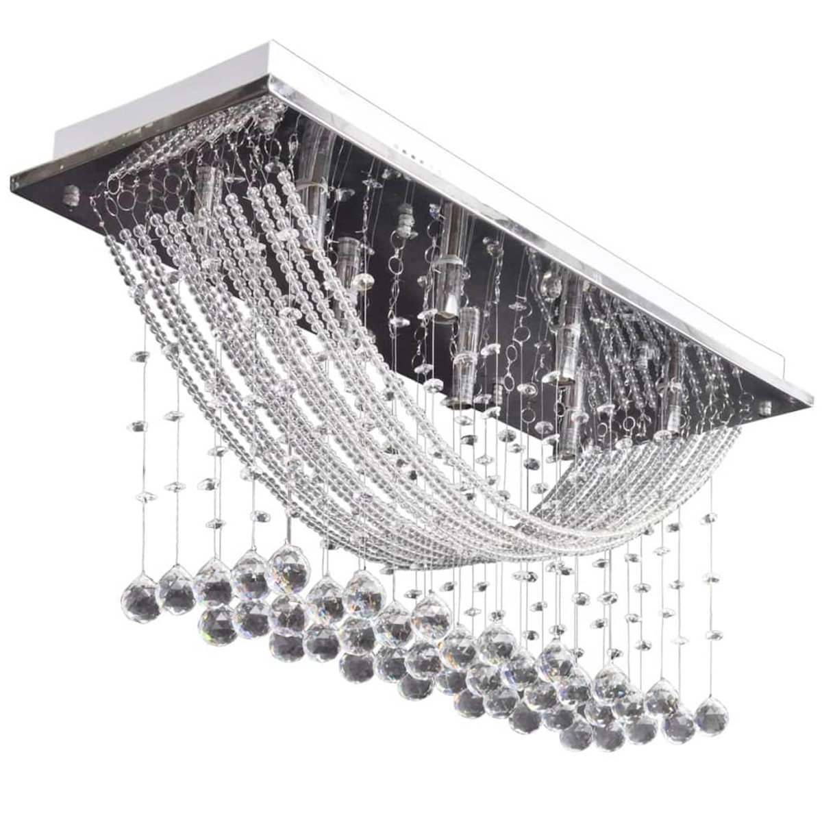 VIDAXL Plafonnier avec perles en verre cristal Etincelant Blanc 8 x G9 29 cm