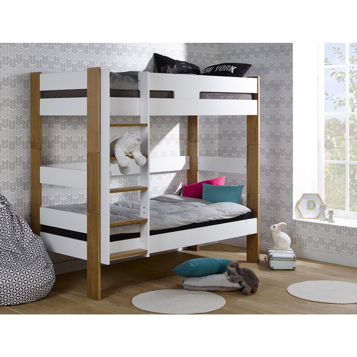 JUNIOR PROVENCE Lit superposé modulable 90x190 cm avec sommier CODY