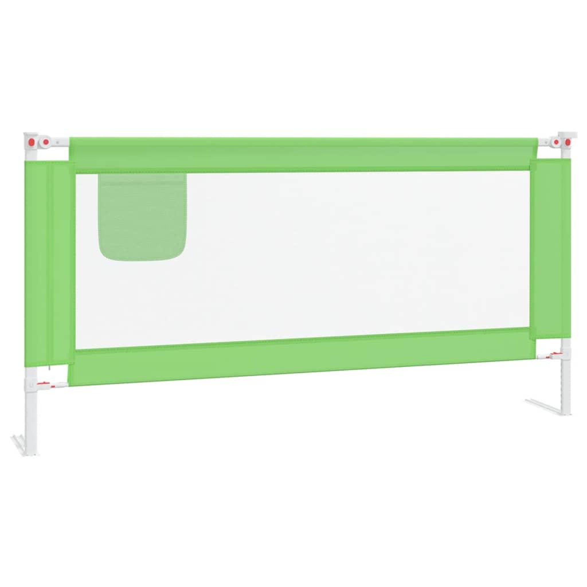 Voir la diapositive 2 : VIDAXL Barriere de securite de lit d'enfant Vert 180x25 cm Tissu