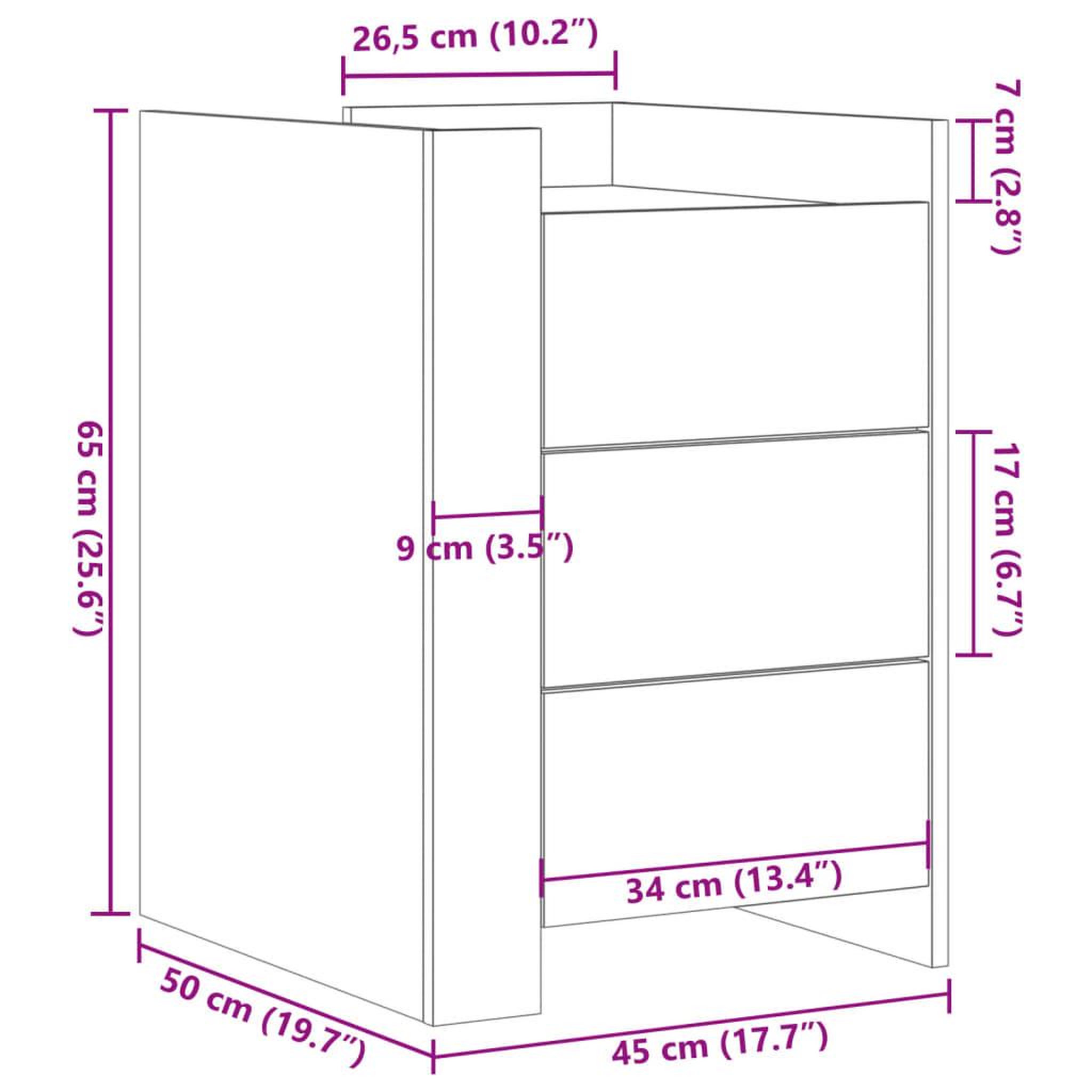 Voir la diapositive 6 : VIDAXL Table de chevet noir 45x50x65 cm bois d'ingenierie