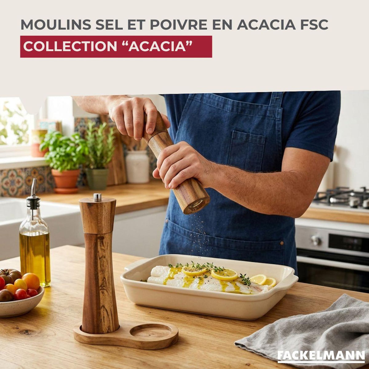 Fackelmann Set moulin à poivre et sel en bois Fackelmann Acacia