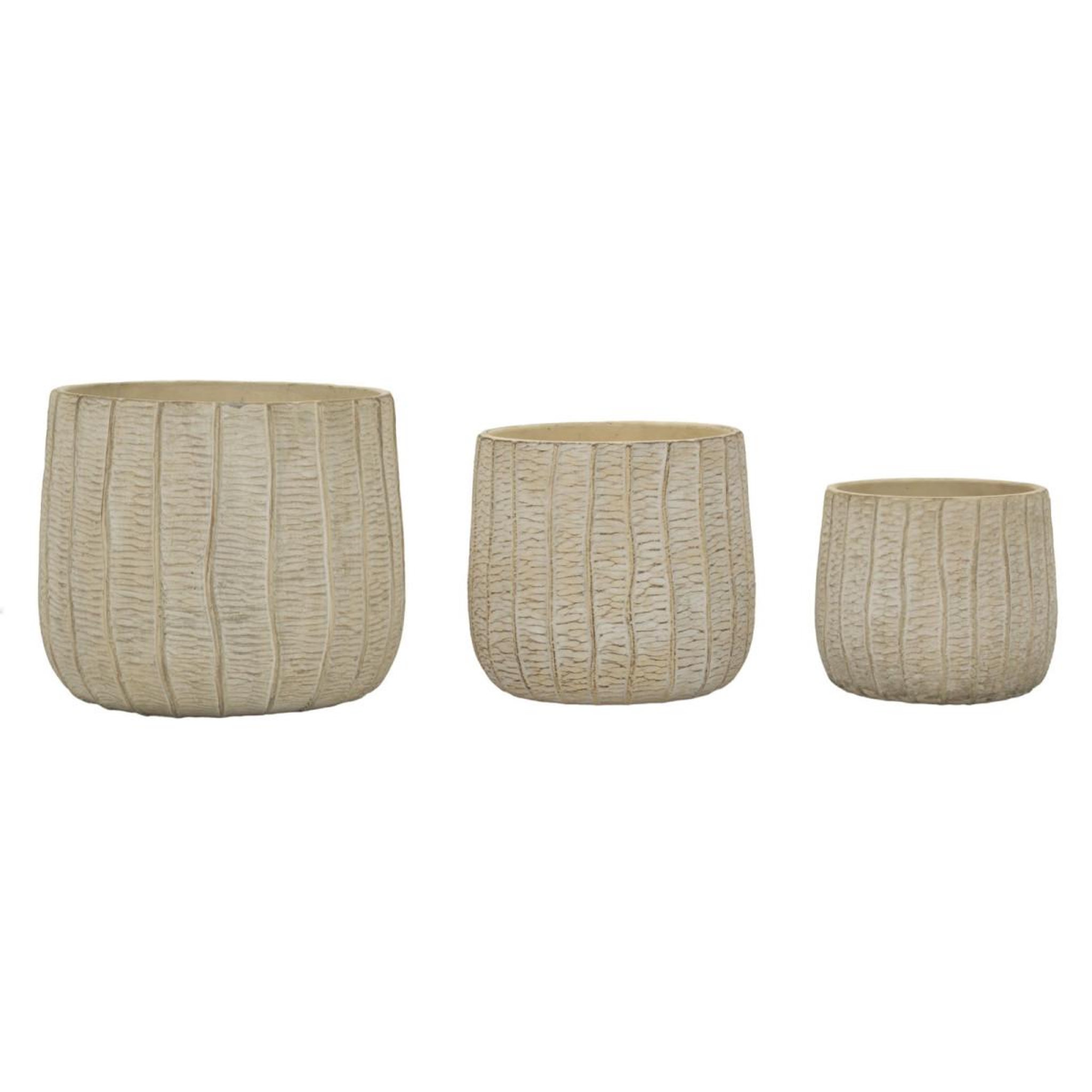 Voir la diapositive 2 : Paris Prix Lot de 3 Cache-Pots  Flake  30cm Crème