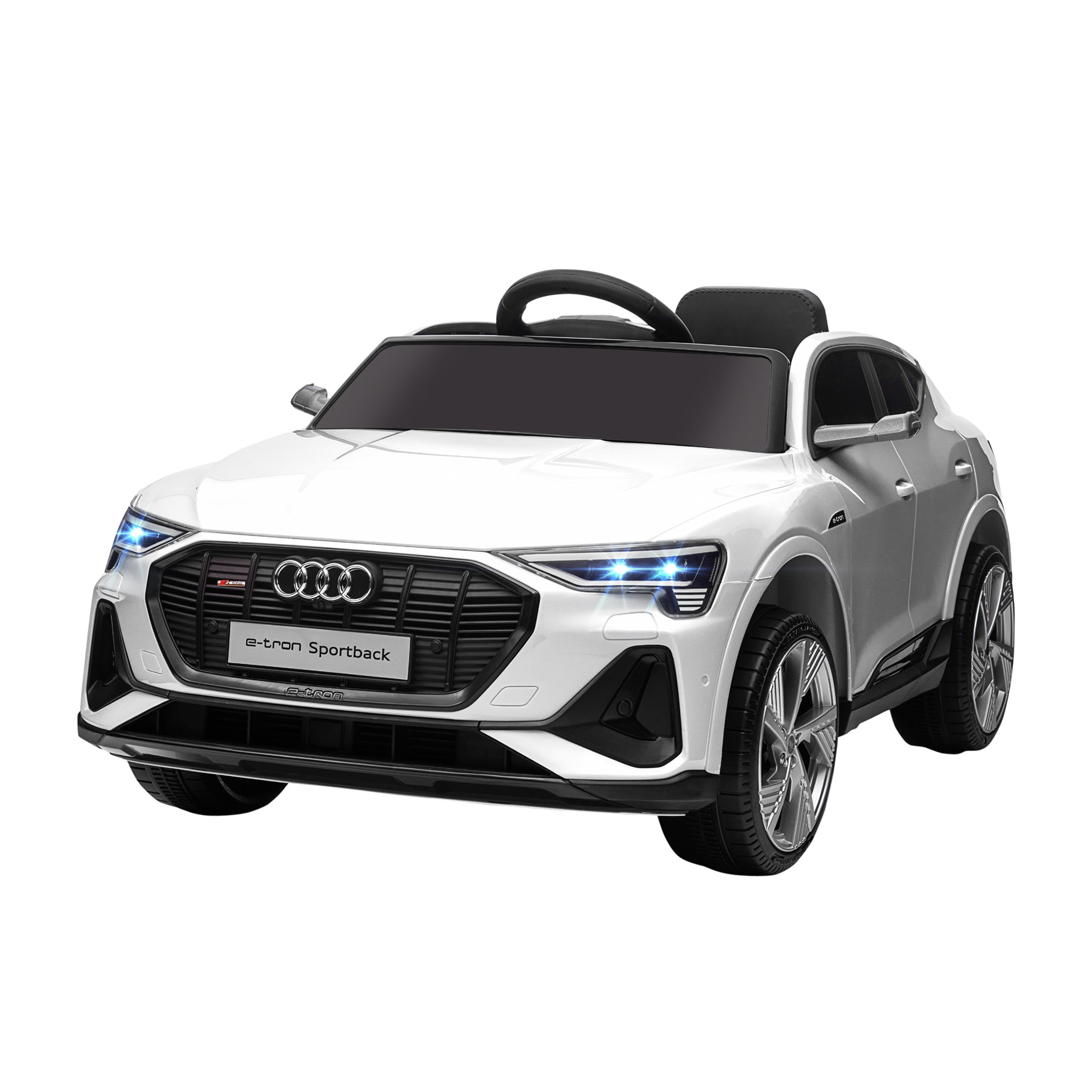 Voir la diapositive 1 : HOMCOM Voiture véhicule électrique enfant e-tron Sportback S line 12 V - V. max. 8 Km/h - effets sonores, lumineux - télécommande, port USB, MP3 - blanc