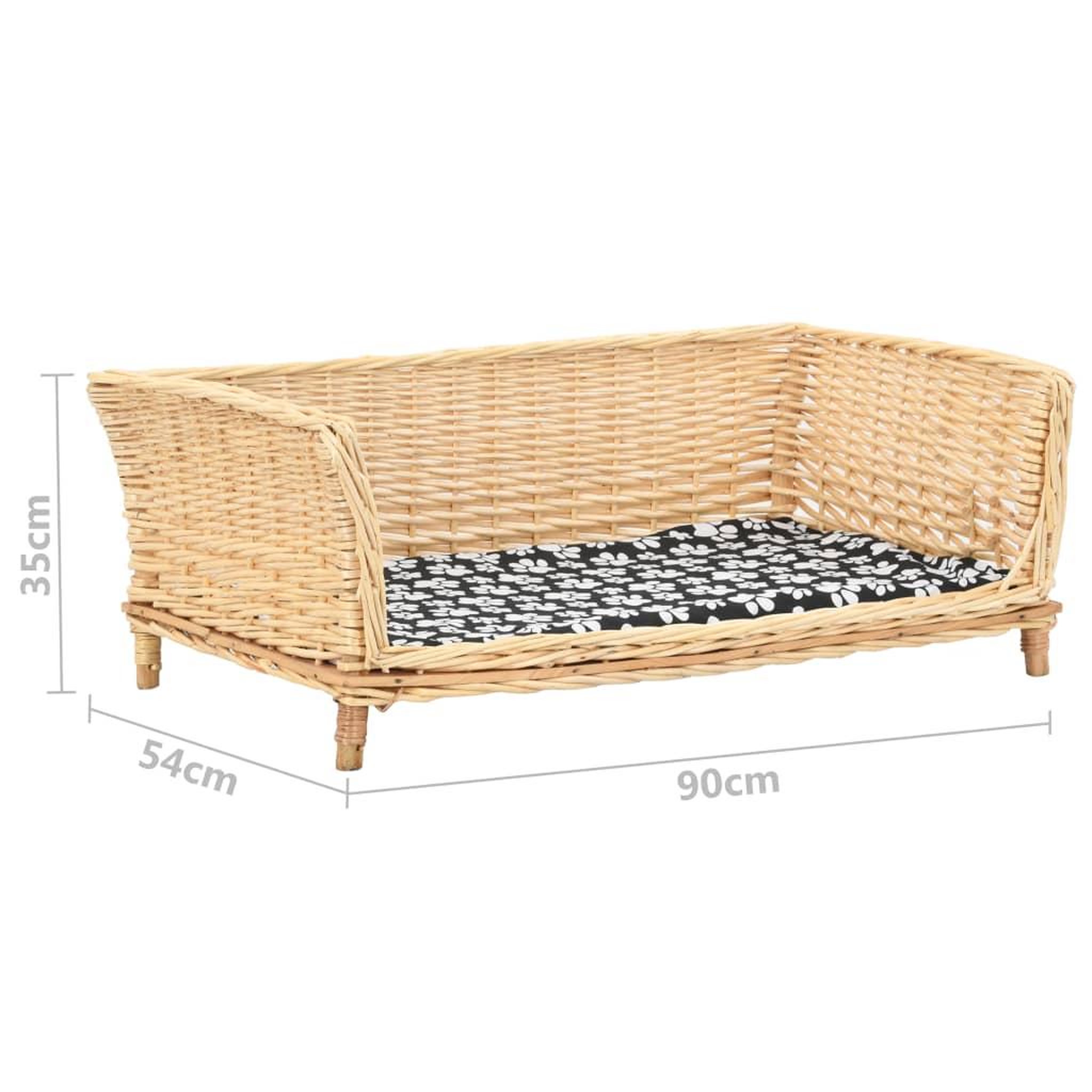 Voir la diapositive 6 : VIDAXL Panier pour chiens avec coussin 90x54x35 cm Saule naturel