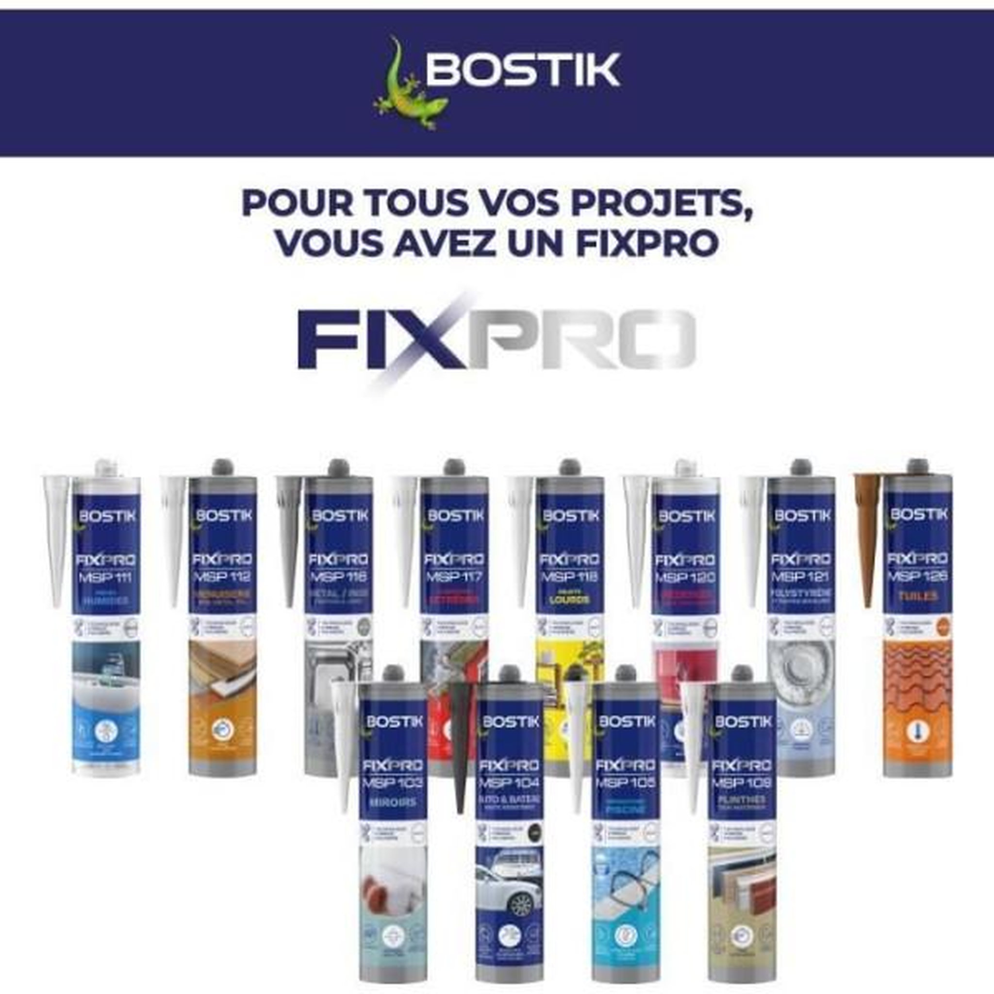 Voir la diapositive 6 : Bostik Mastic auto/bateau - BOSTIK - Fixpro MSP 104 - Colle et joint - Résiste intempéries et eau de mer - Noir - 290 ml