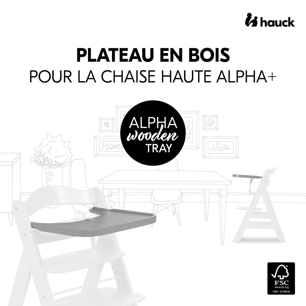HAUCK Accessoires de chaise haute en bois Alpha Wooden Tray