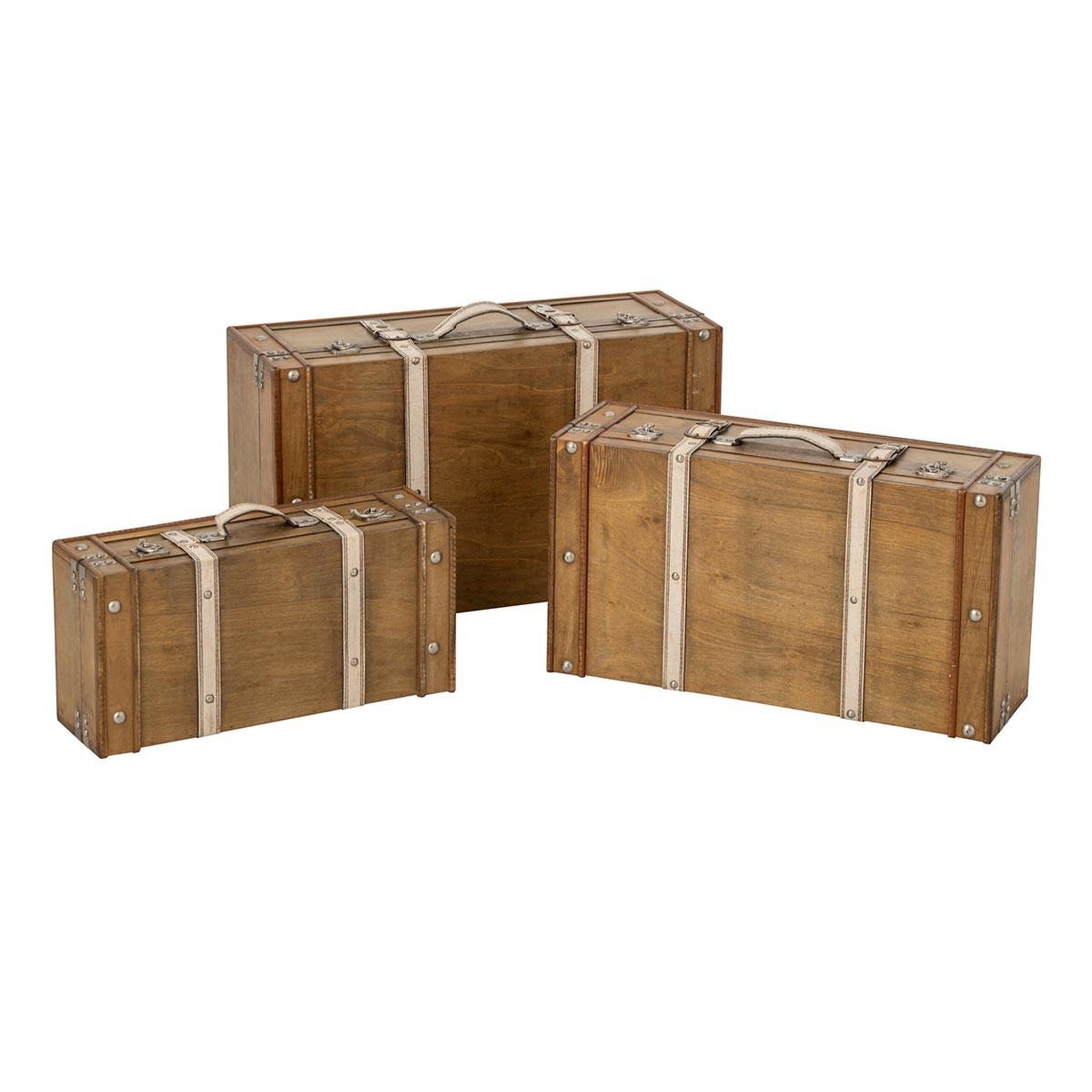 J-LINE Lot de 3 valises déco  aubin  60cm marron