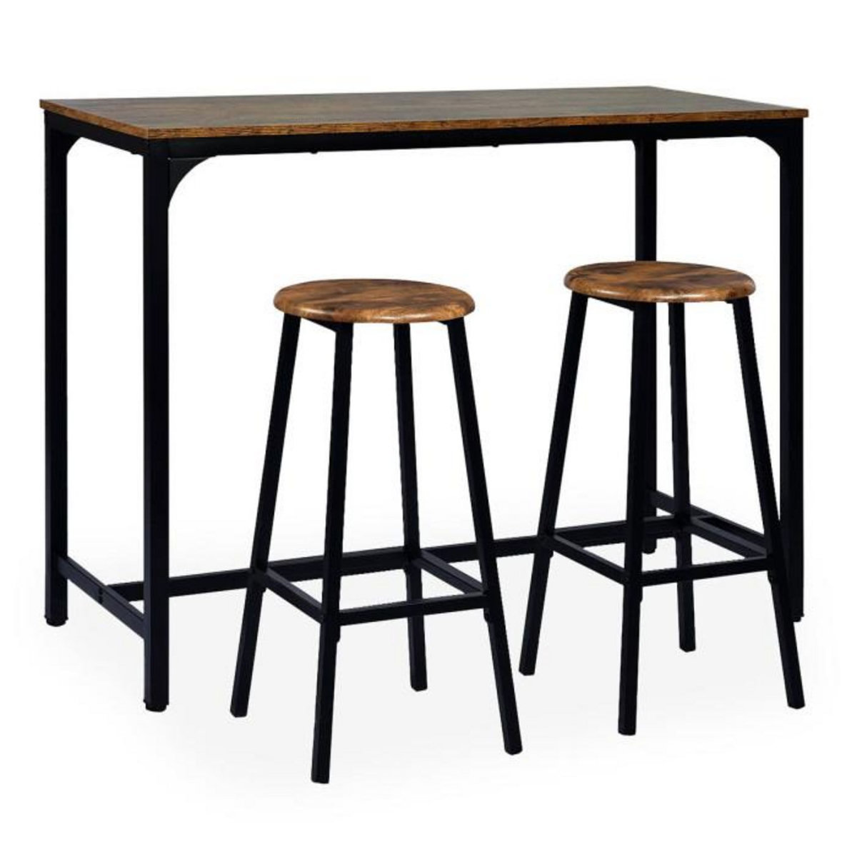 Paris Prix Ensemble Table de Bar & 2 Tabourets  Maynard  120cm Naturel & Noir