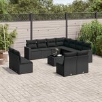 VIDAXL Salon de jardin 12 pcs avec coussins noir resine tressee