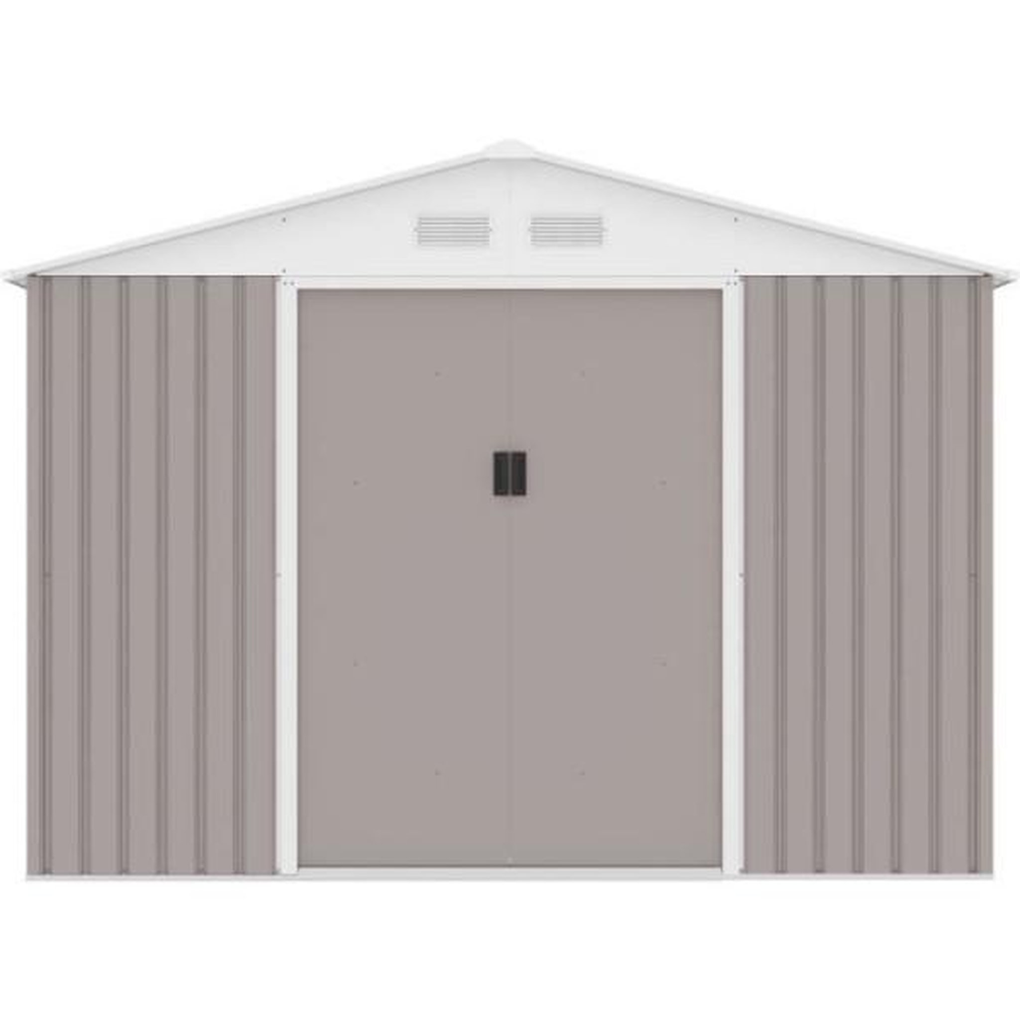 Voir la diapositive 3 : MARKET24 URANUS Abri de jardin en métal 8,84 m² - 277 x 319 x 202 cm - Kit d'ancrage inclus, 2 portes coulissantes - Taupe