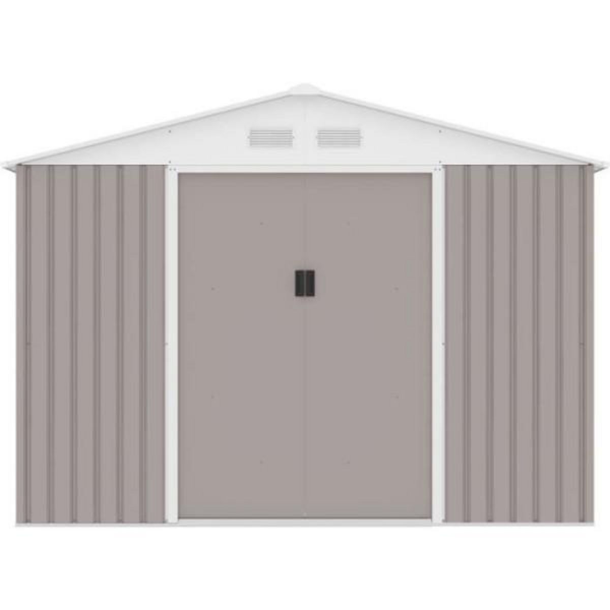 MARKET24 URANUS Abri de jardin en métal 8,84 m² - 277 x 319 x 202 cm - Kit d'ancrage inclus, 2 portes coulissantes - Taupe