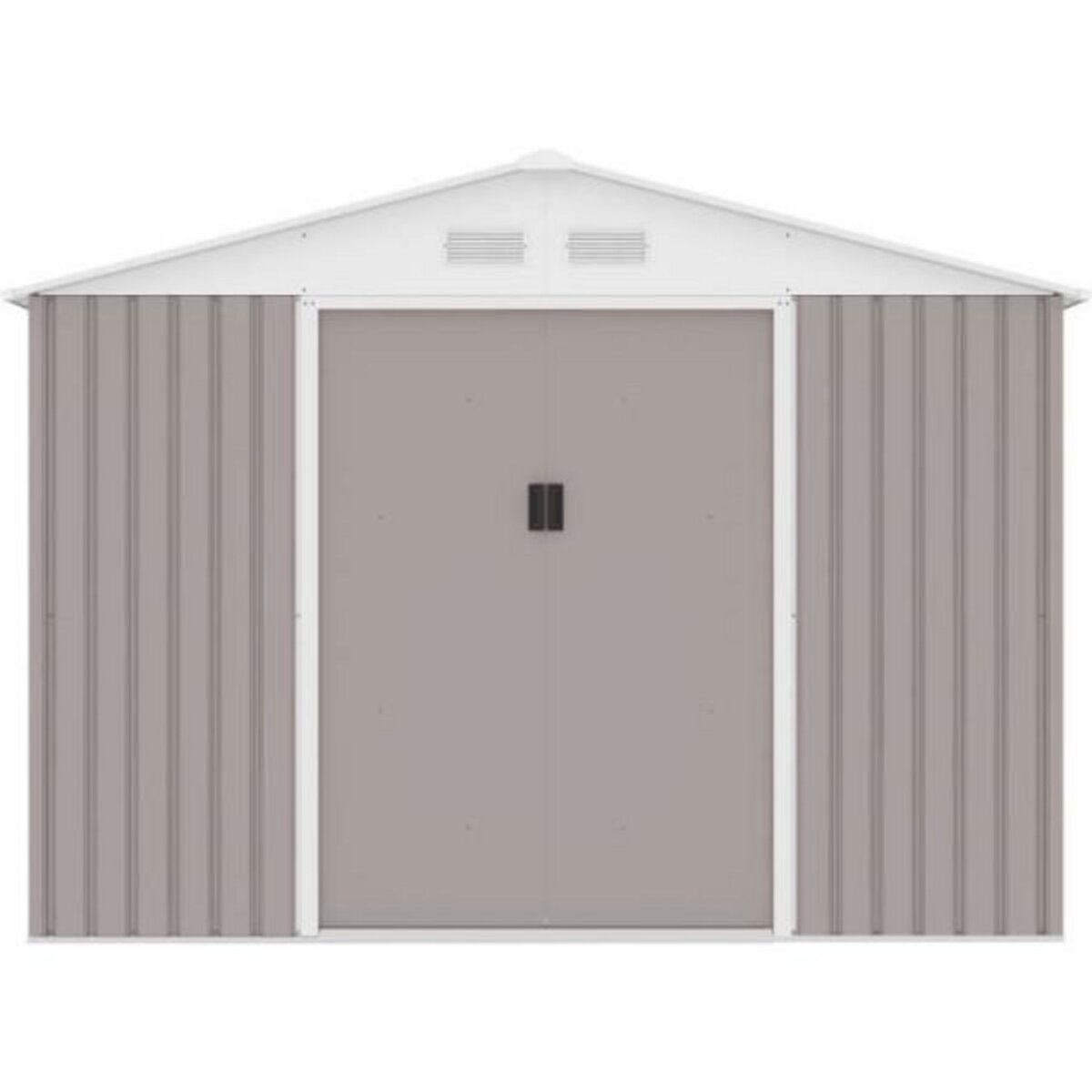 MARKET24 URANUS Abri de jardin en métal 8,84 m² - 277 x 319 x 202 cm - Kit d'ancrage inclus, 2 portes coulissantes - Taupe