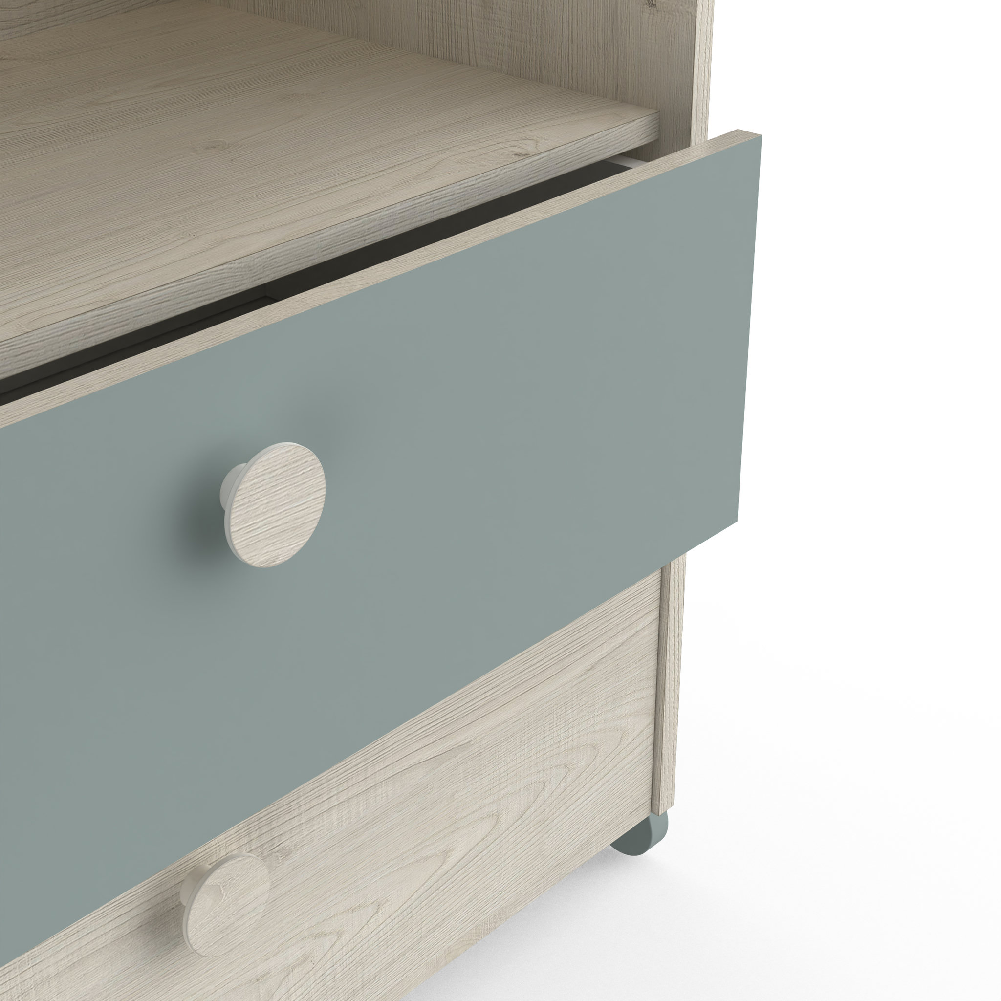 Voir la diapositive 7 : Commode enfant 1 niches 2 tiroirs L73cm NOLAN