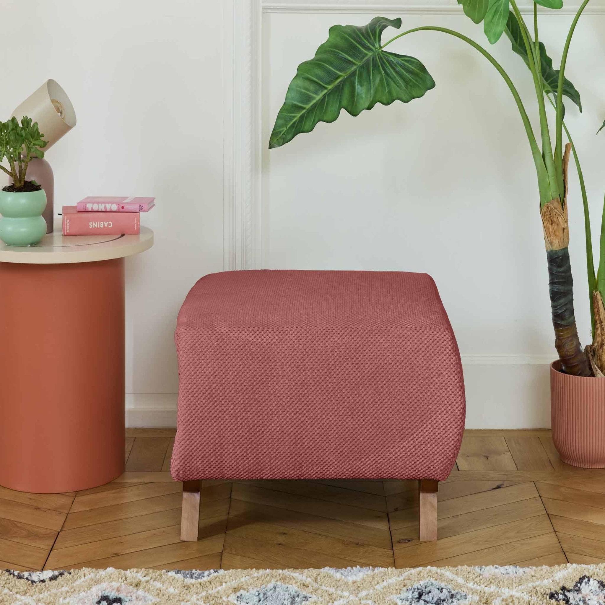Voir la diapositive 2 : BEST MOBILIER Cristal - pouf modulable - 65 cm - en velours texturé