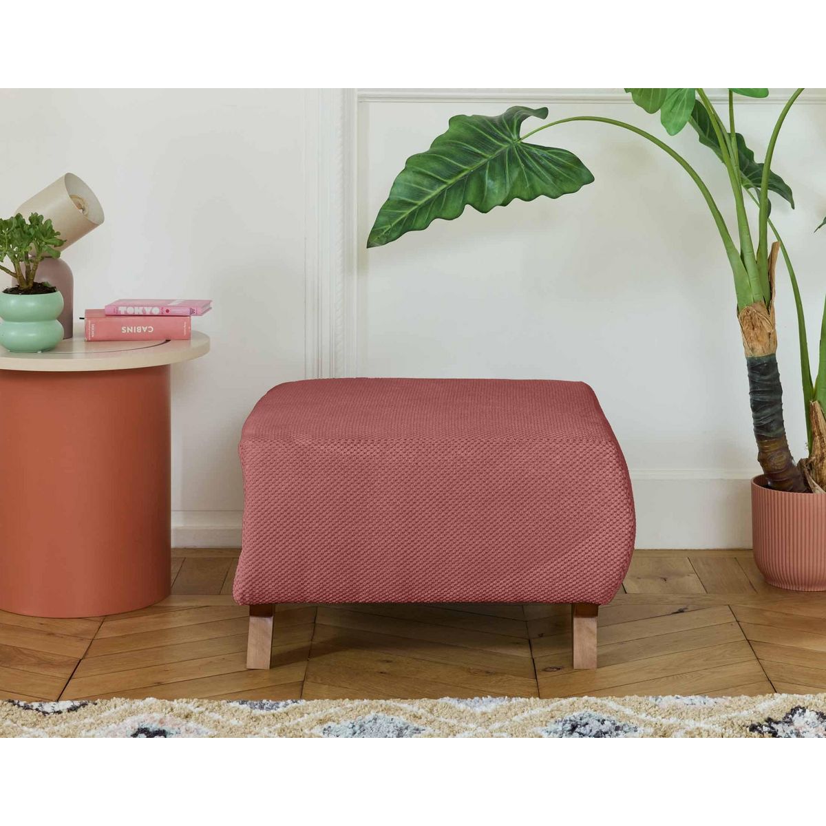 BEST MOBILIER Cristal - pouf modulable - 65 cm - en velours texturé