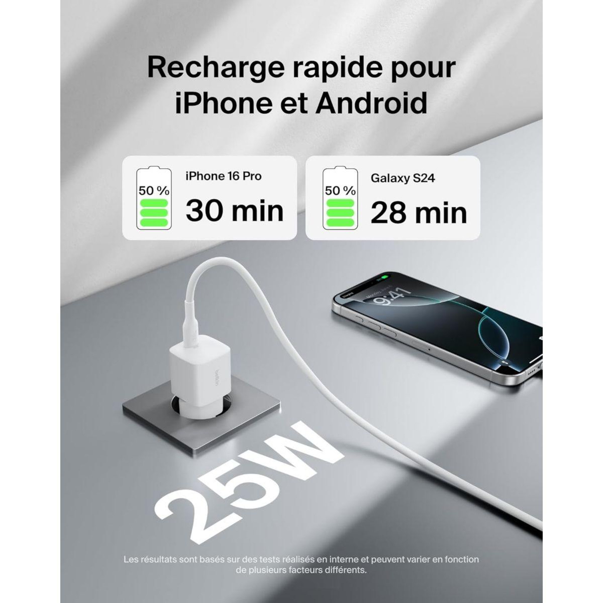 Voir la diapositive 5 : Belkin Chargeur 25w usb-c blanc