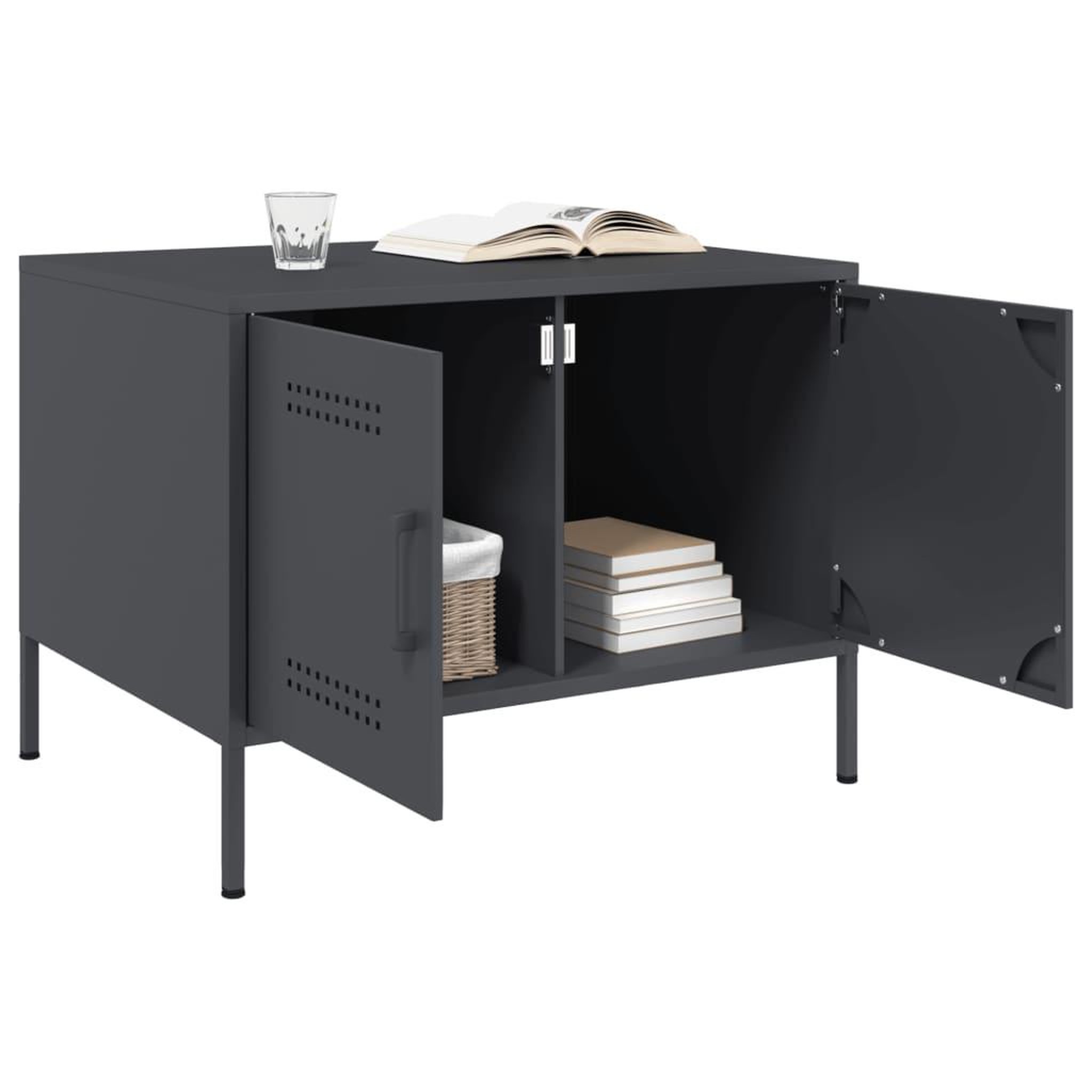 Voir la diapositive 4 : VIDAXL Table basse anthracite 68x50x50,5 cm acier