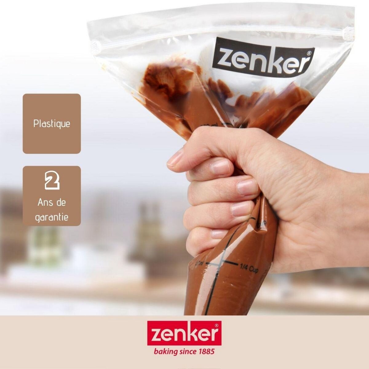 ZENKER Lot de 10 poches à douille graduées avec zip 30 cm Zenker Smart Pastry