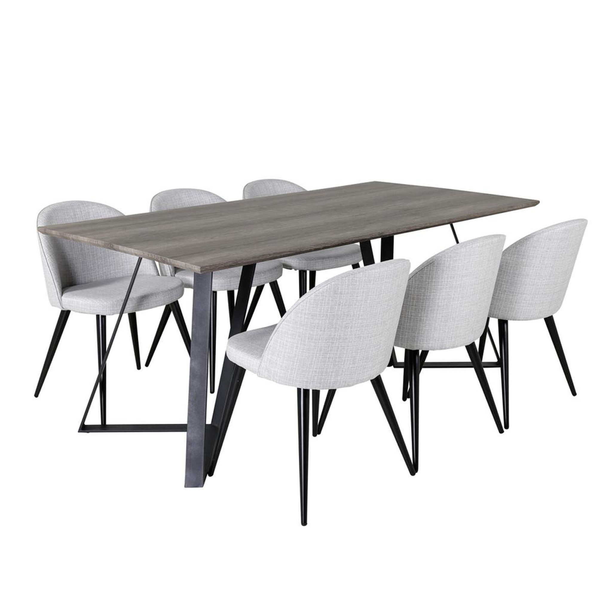 Paris Prix Ensemble table à manger & 6 chaises  marina & velvet  180cm naturel & gris clair