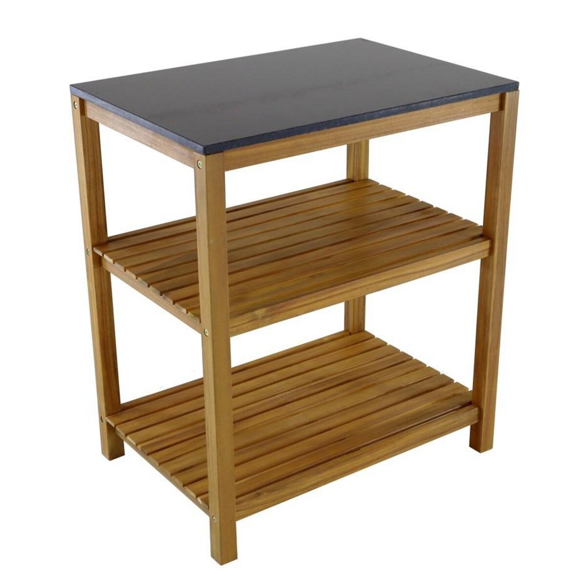 Proloisirs Meuble de rangement Fidgi à 3 compartiments en bois d'acacia - granite noir