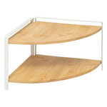 FIVE Étagère d'Angle 2 Niveaux en Bambou  Ordera  29cm Naturel & Blanc