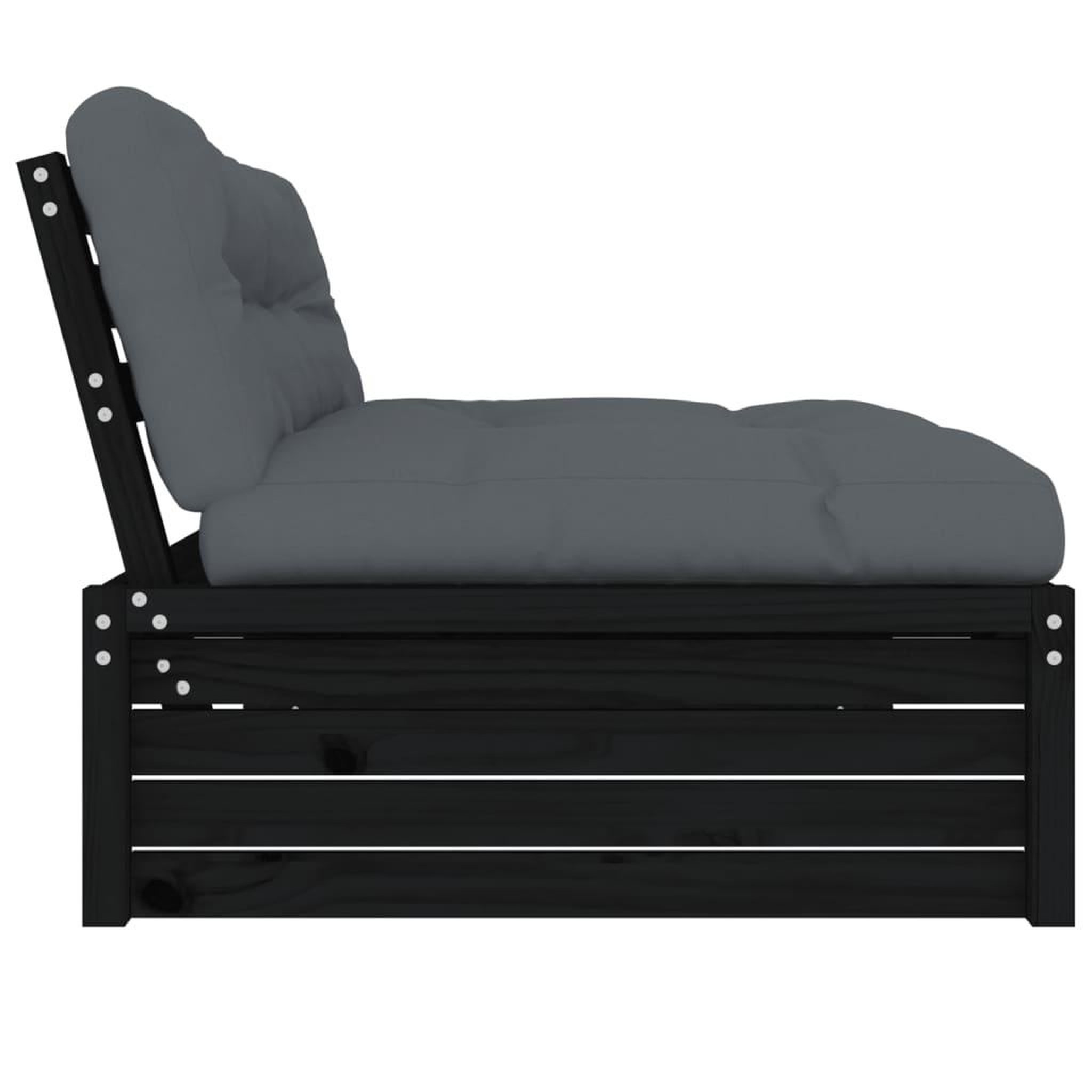 Voir la diapositive 4 : VIDAXL Canape central 120x80 cm noir bois de pin massif