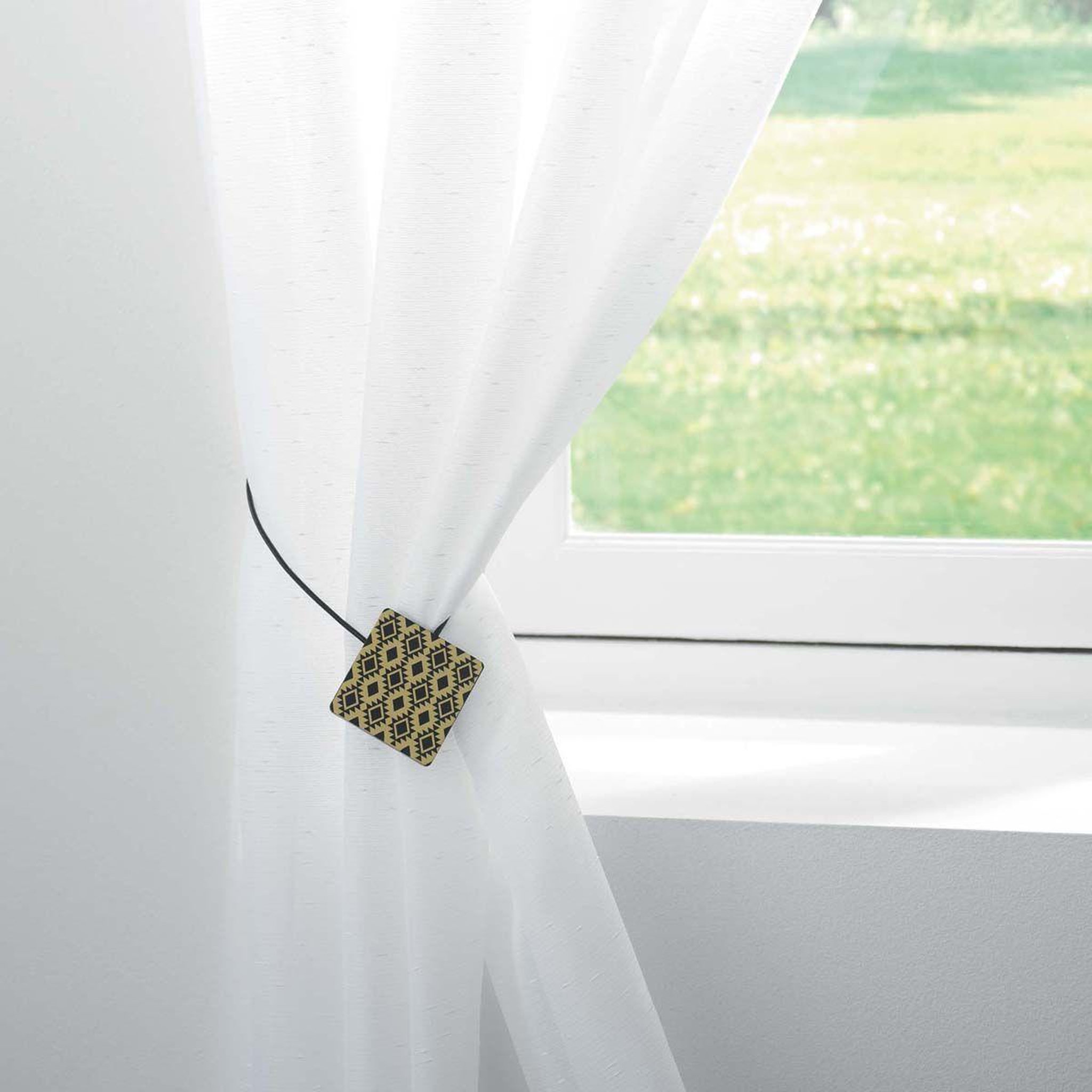Voir la diapositive 2 : Douceur d'Intérieur Embrasse de rideau aimantée  arlequin  43cm noir