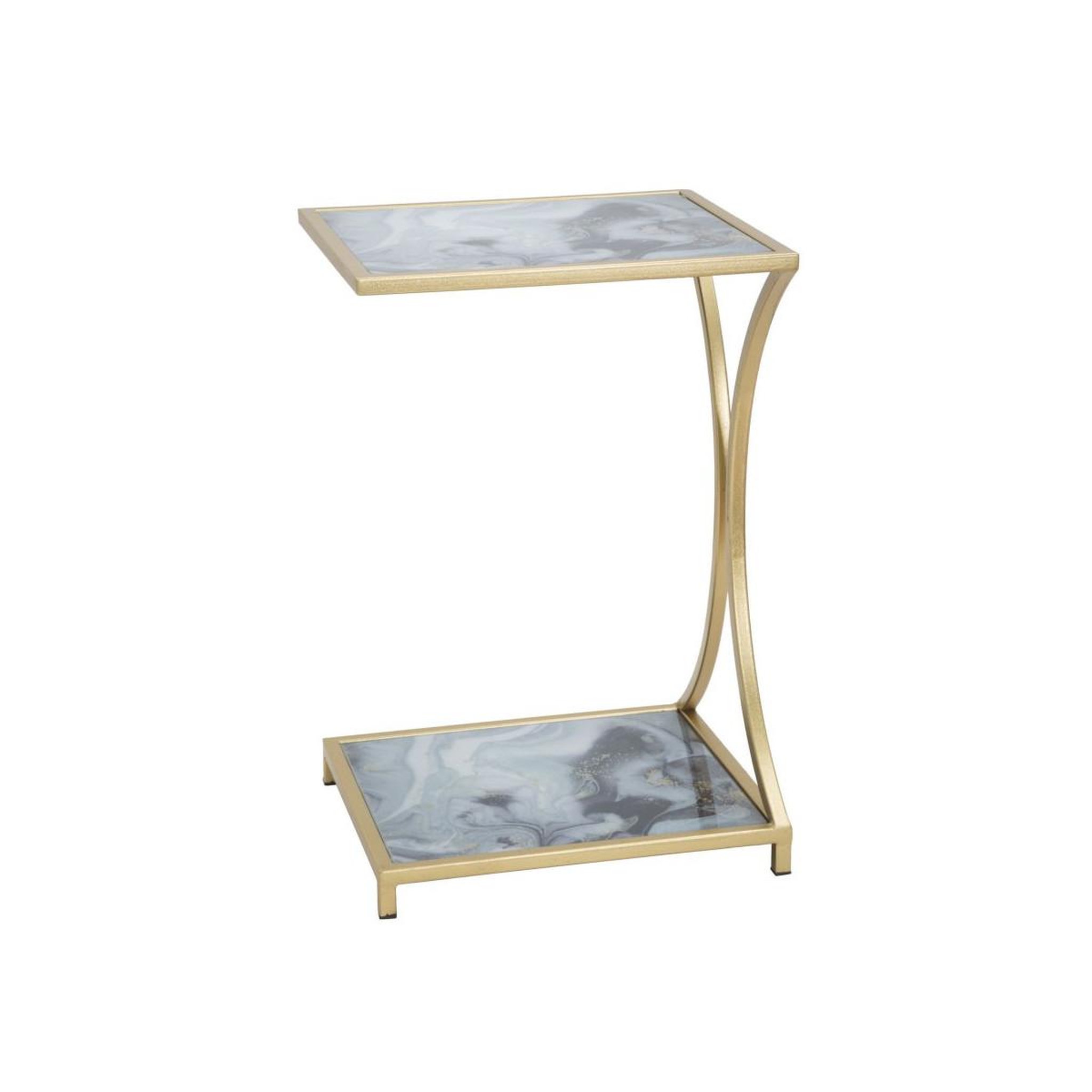Voir la diapositive 3 : Paris Prix Table d'appoint effet marbre  level  60cm gris & or