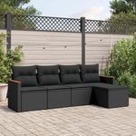 VIDAXL Salon de jardin 5 pcs avec coussins noir resine tressee