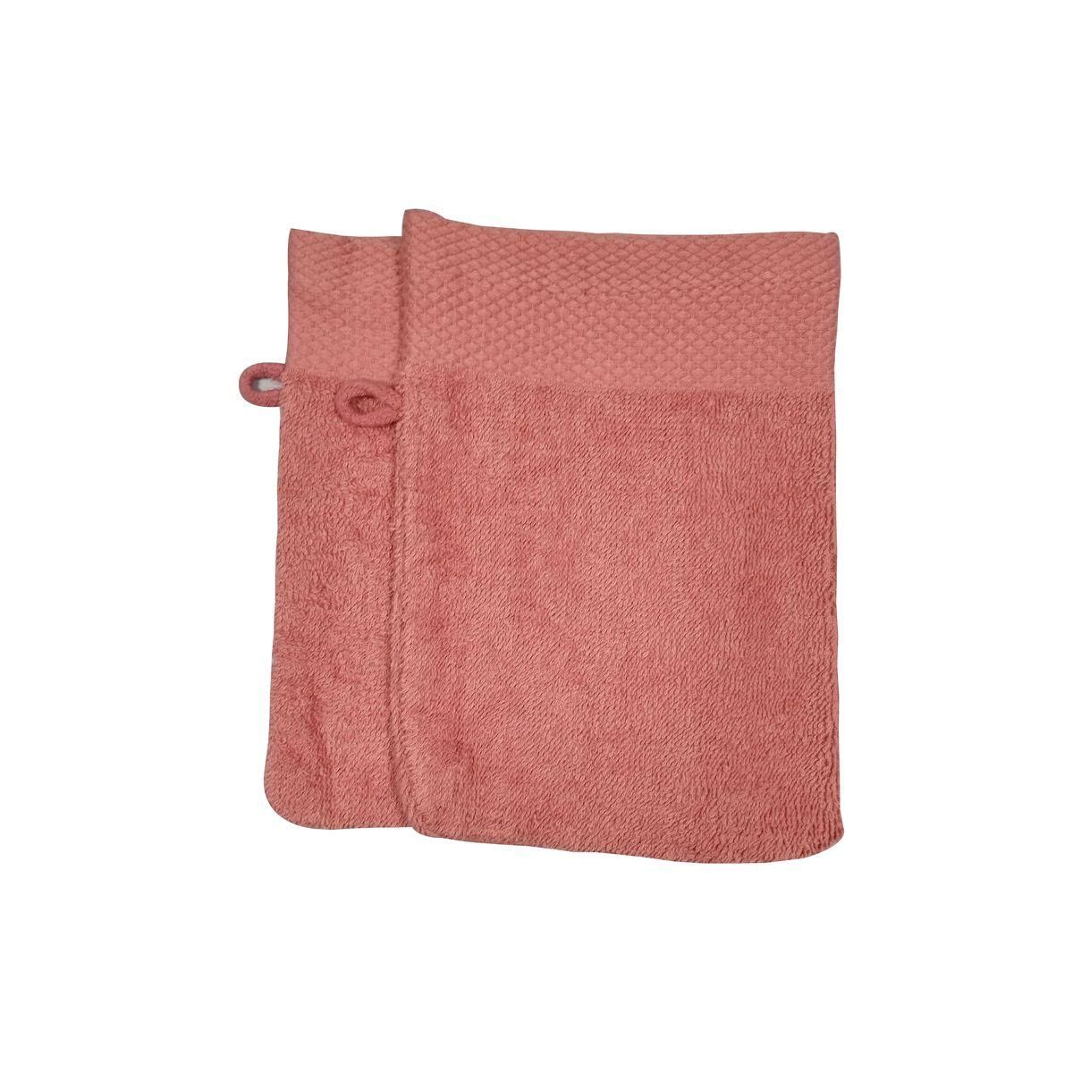 Lot de 2 gants de toilette uni en coton 450gsm