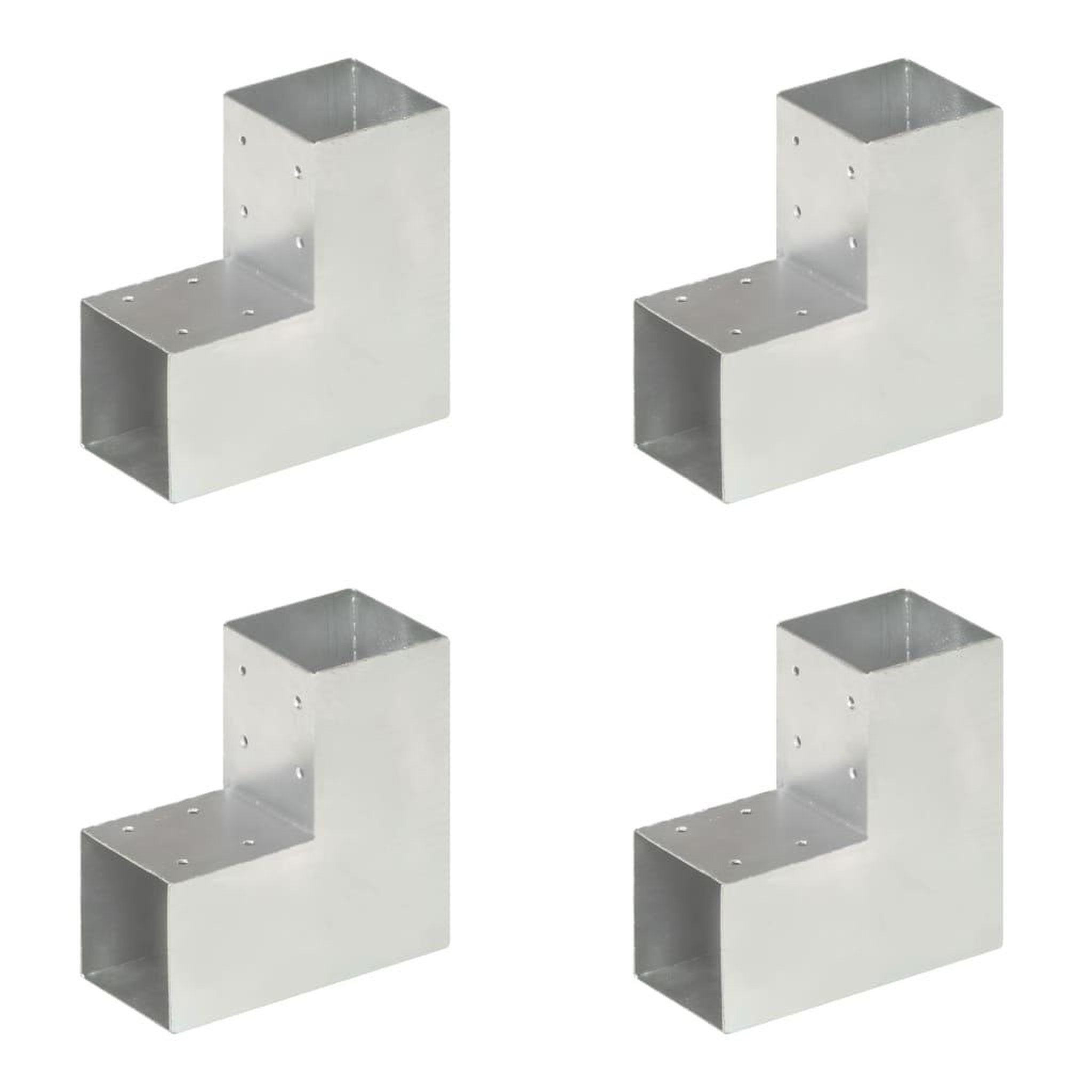 VIDAXL Connecteurs de poteau 4 pcs Forme en L Metal galvanise 91x91 mm