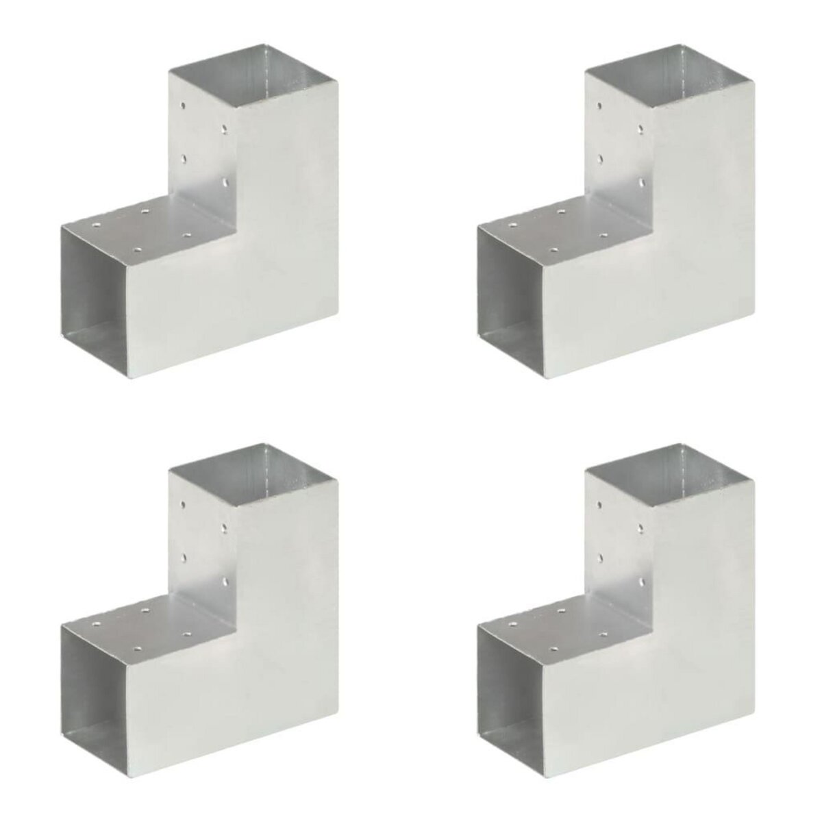 VIDAXL Connecteurs de poteau 4 pcs Forme en L Metal galvanise 91x91 mm