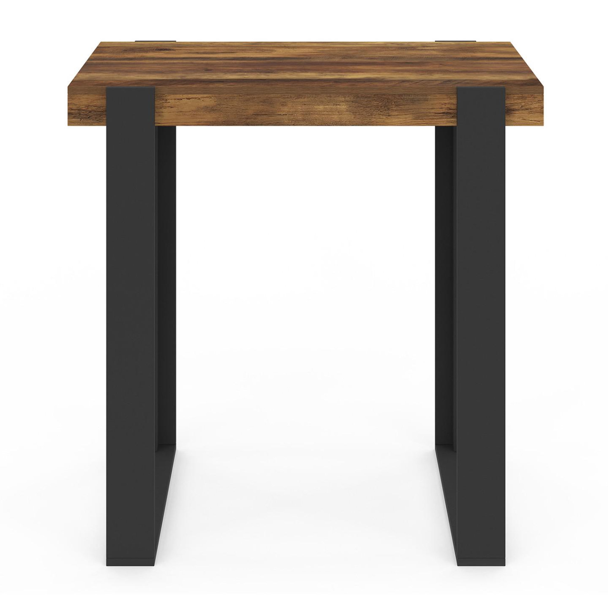Voir la diapositive 3 : ID MARKET Table haute de bar phoenix bois foncé effet vieilli et noir 90 cm