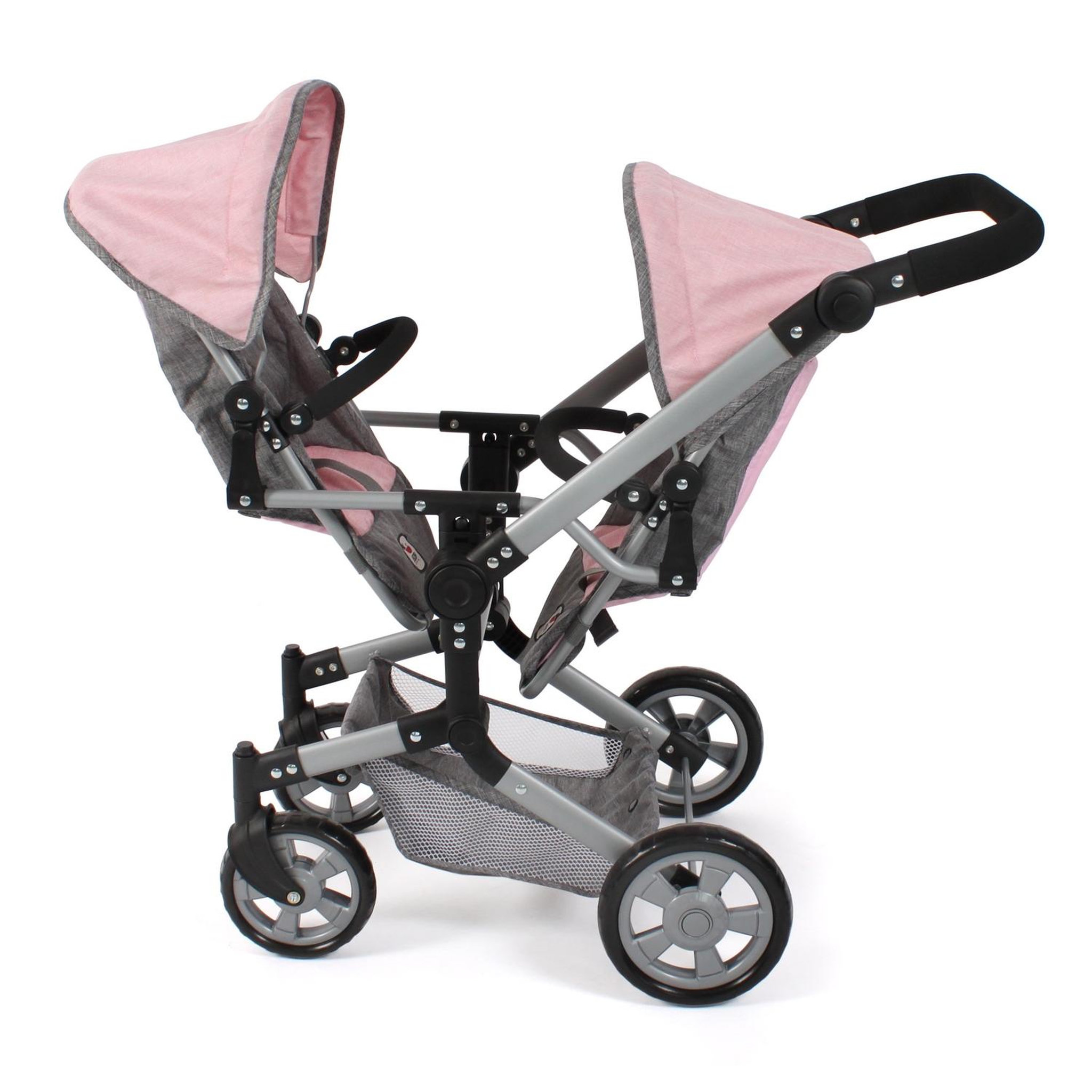 Voir la diapositive 4 : BAYER CHIC 2000 Poussette de poupée Linus Duo Mélange gris-rose