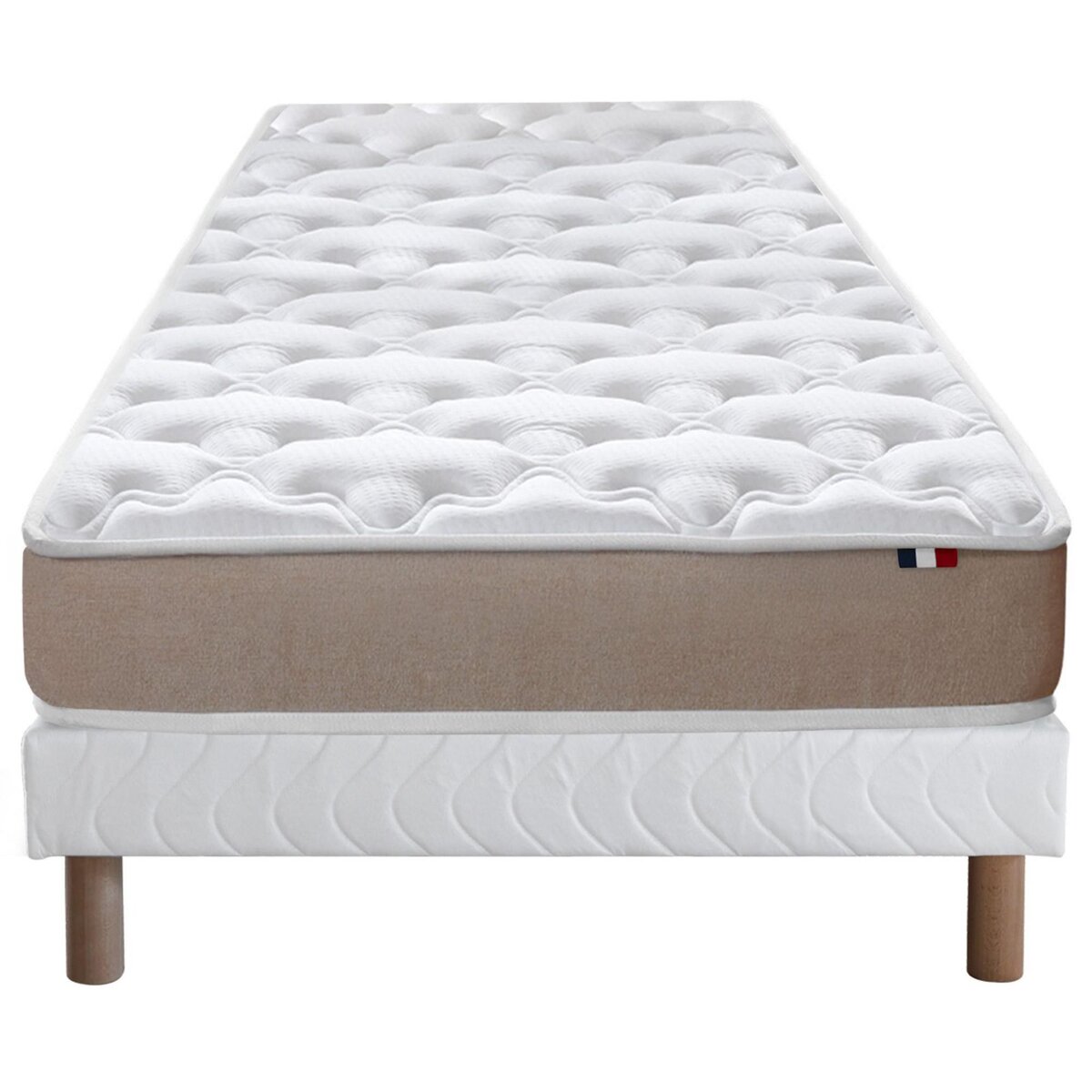 IDLITERIE Ensemble Matelas Mousse Haute Résilience ESSENCE + Latex 3 zones +Sommier - Made in France