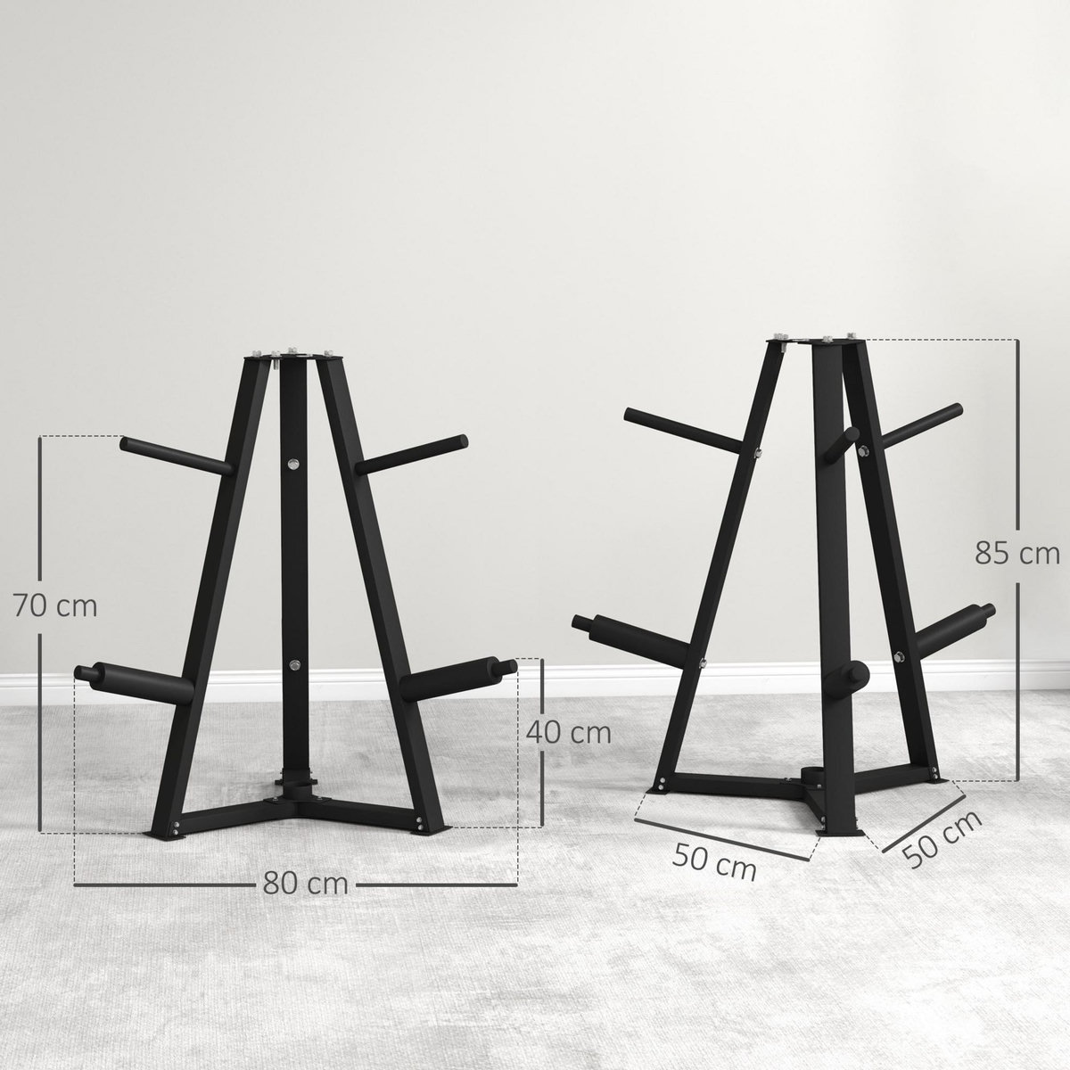 HOMCOM Support de poids pour plaques barre d'haltère - rack de rangement poids max. 300 Kg - acier noir