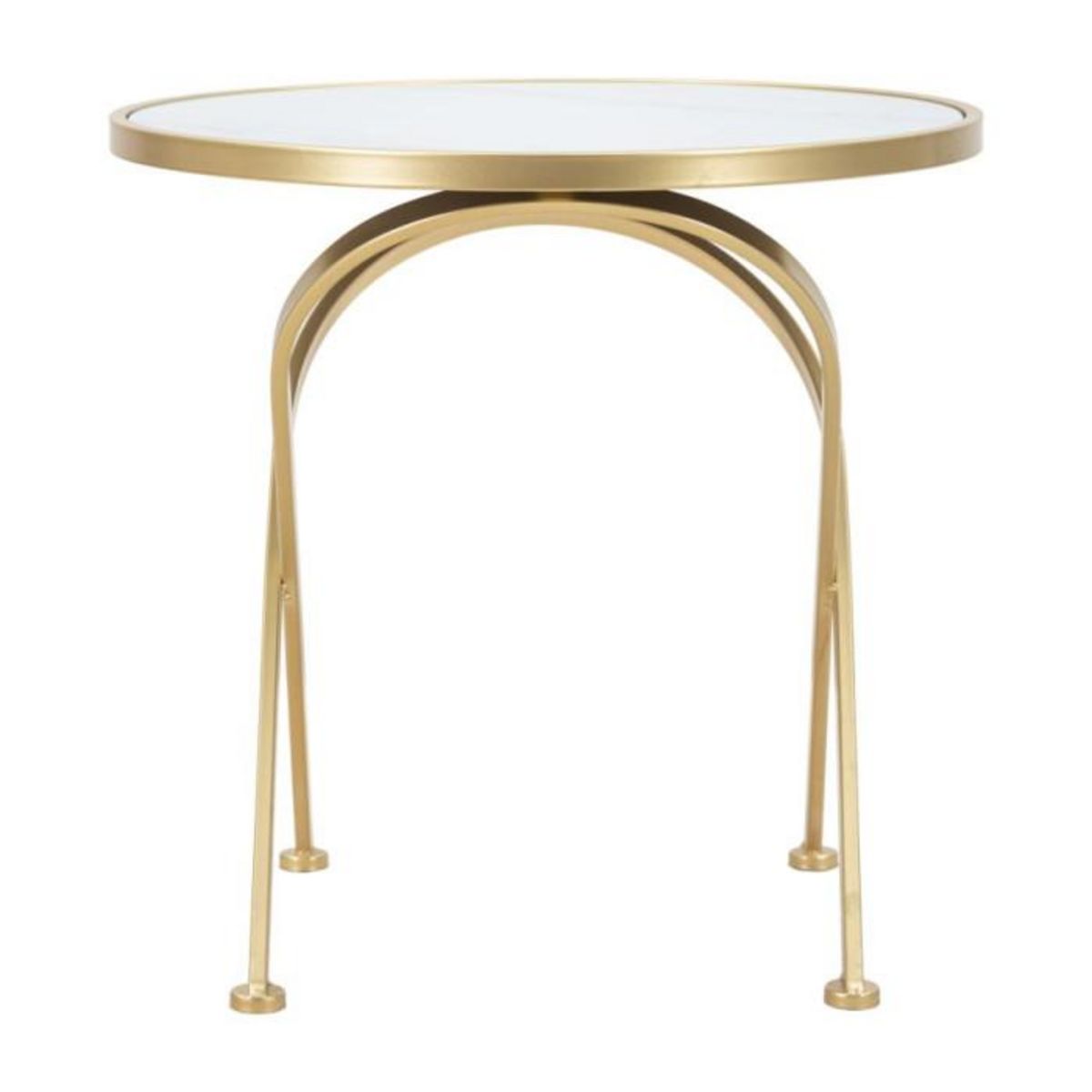 Paris Prix Table d'Appoint Effet Marbre  Glam  50cm Blanc & Or