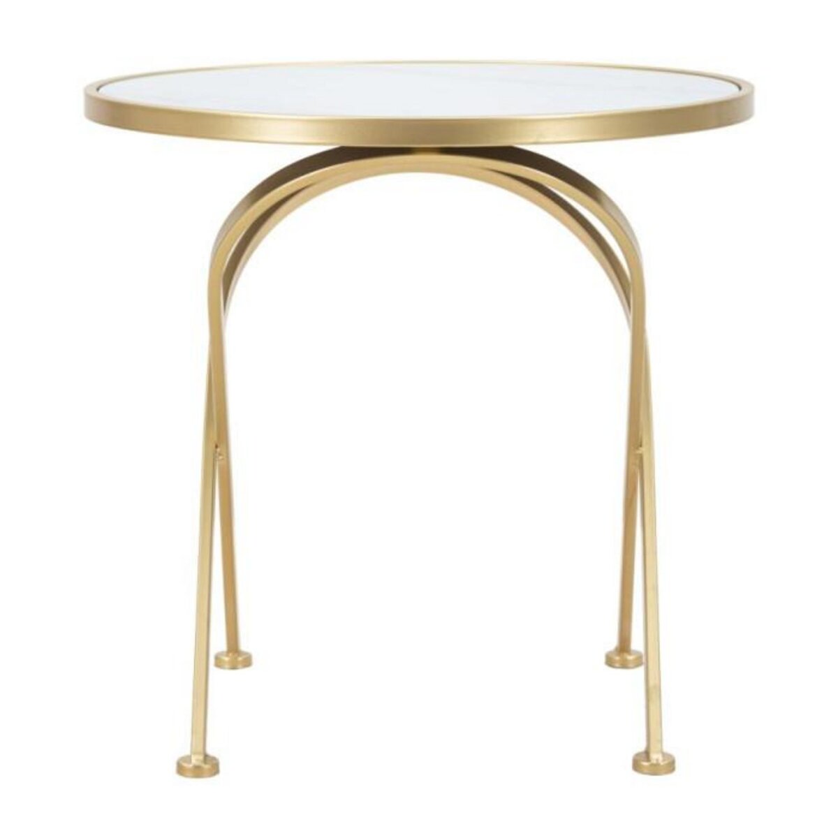 Paris Prix Table d'Appoint Effet Marbre  Glam  50cm Blanc & Or