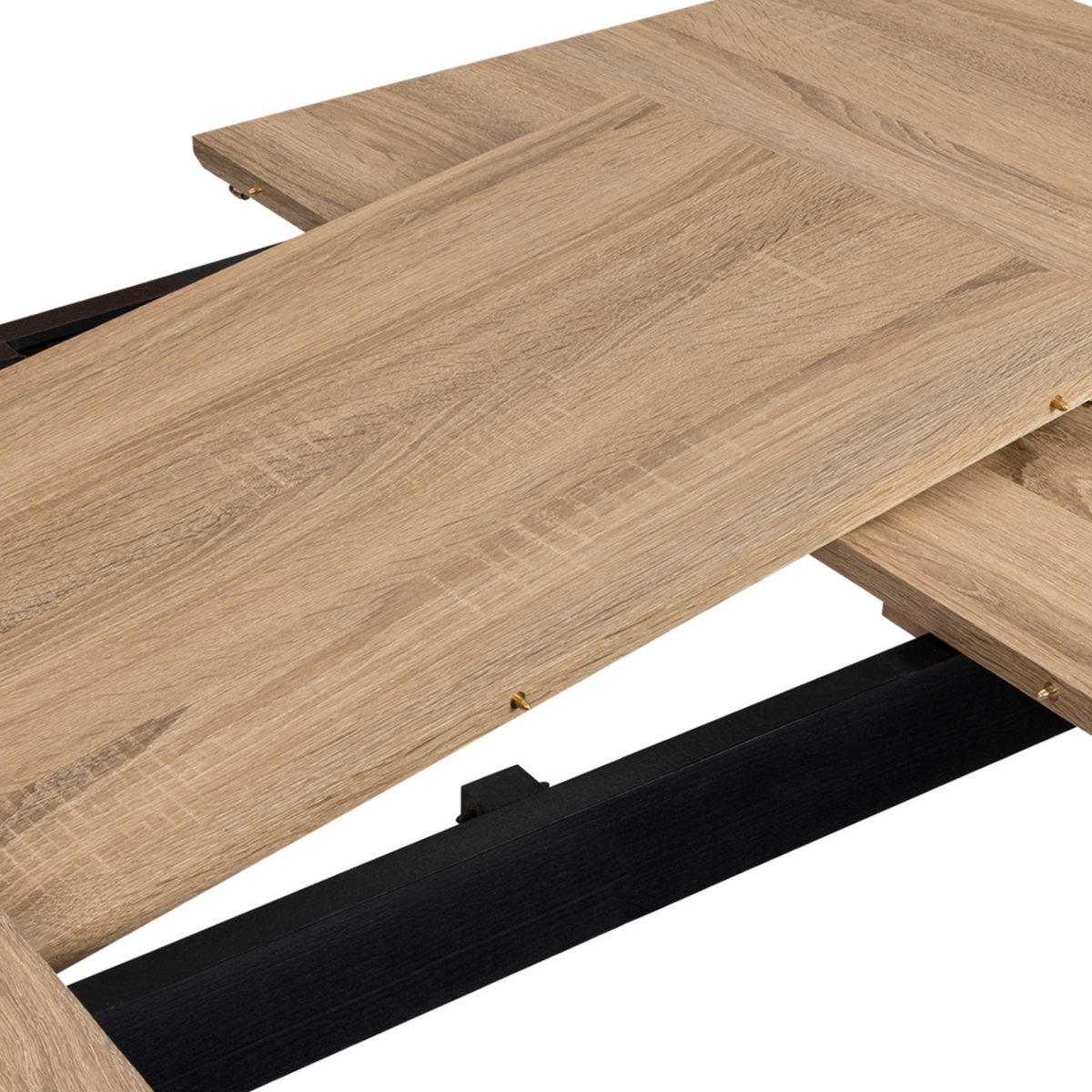 ID MARKET Table scandinave extensible rectangle INGA 4-8 personnes plateau bois pieds noirs 120-160 cm