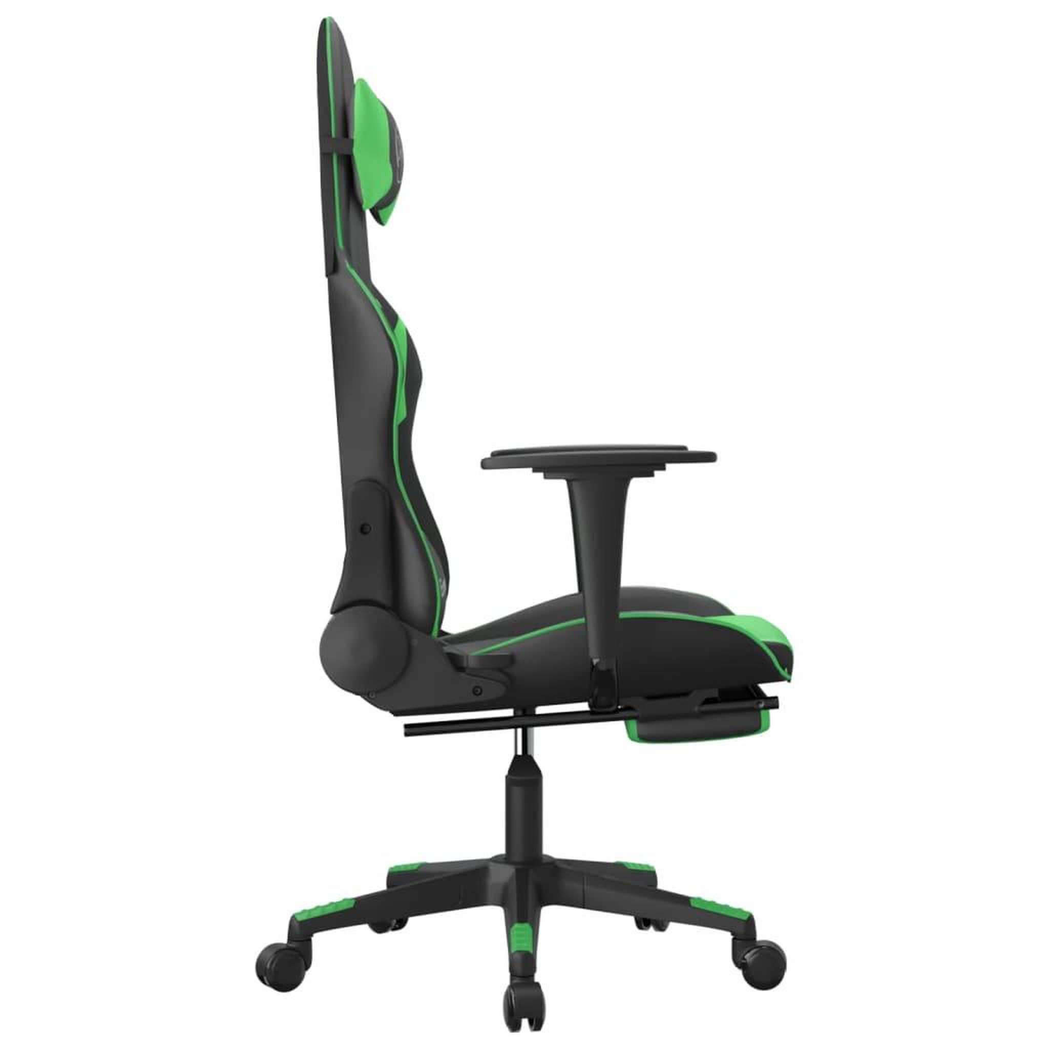 Voir la diapositive 4 : VIDAXL Chaise de jeu avec repose-pied Noir et vert Similicuir