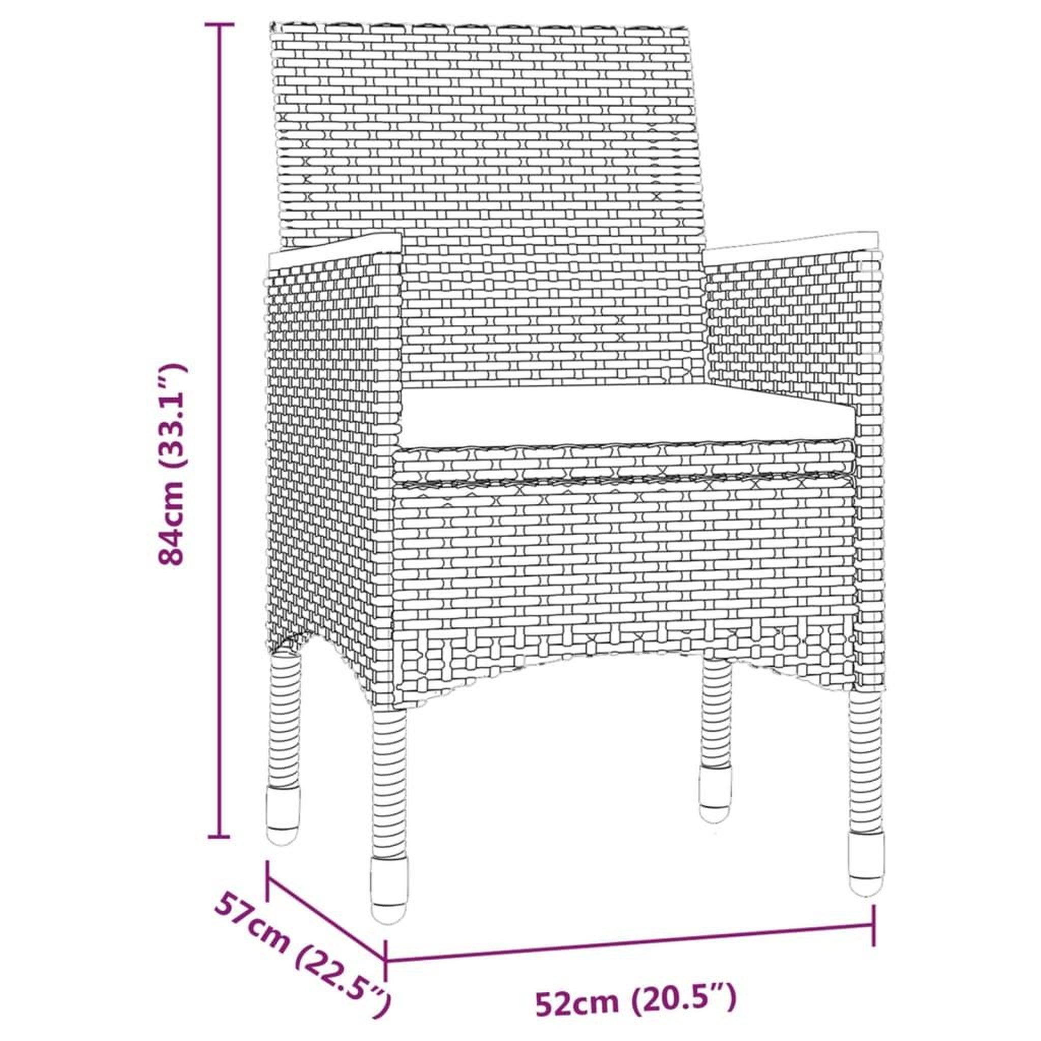 Voir la diapositive 6 : VIDAXL Ensemble a manger de jardin et coussins 3 pcs Gris et noir