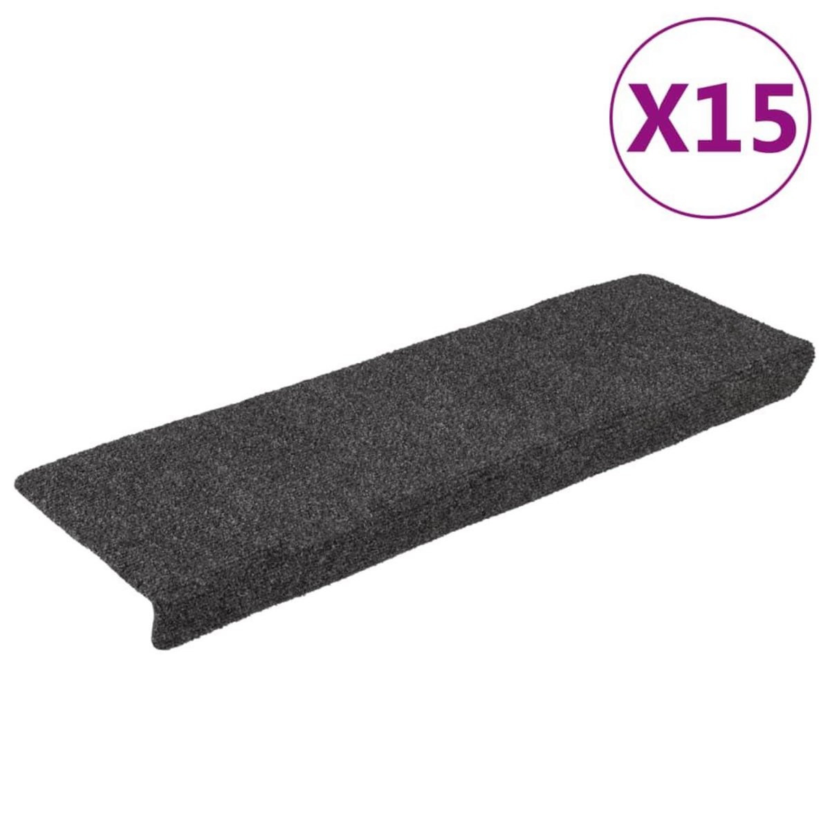 VIDAXL Tapis d'escalier 15 pcs tissu aiguillete 65x21x4 cm anthracite