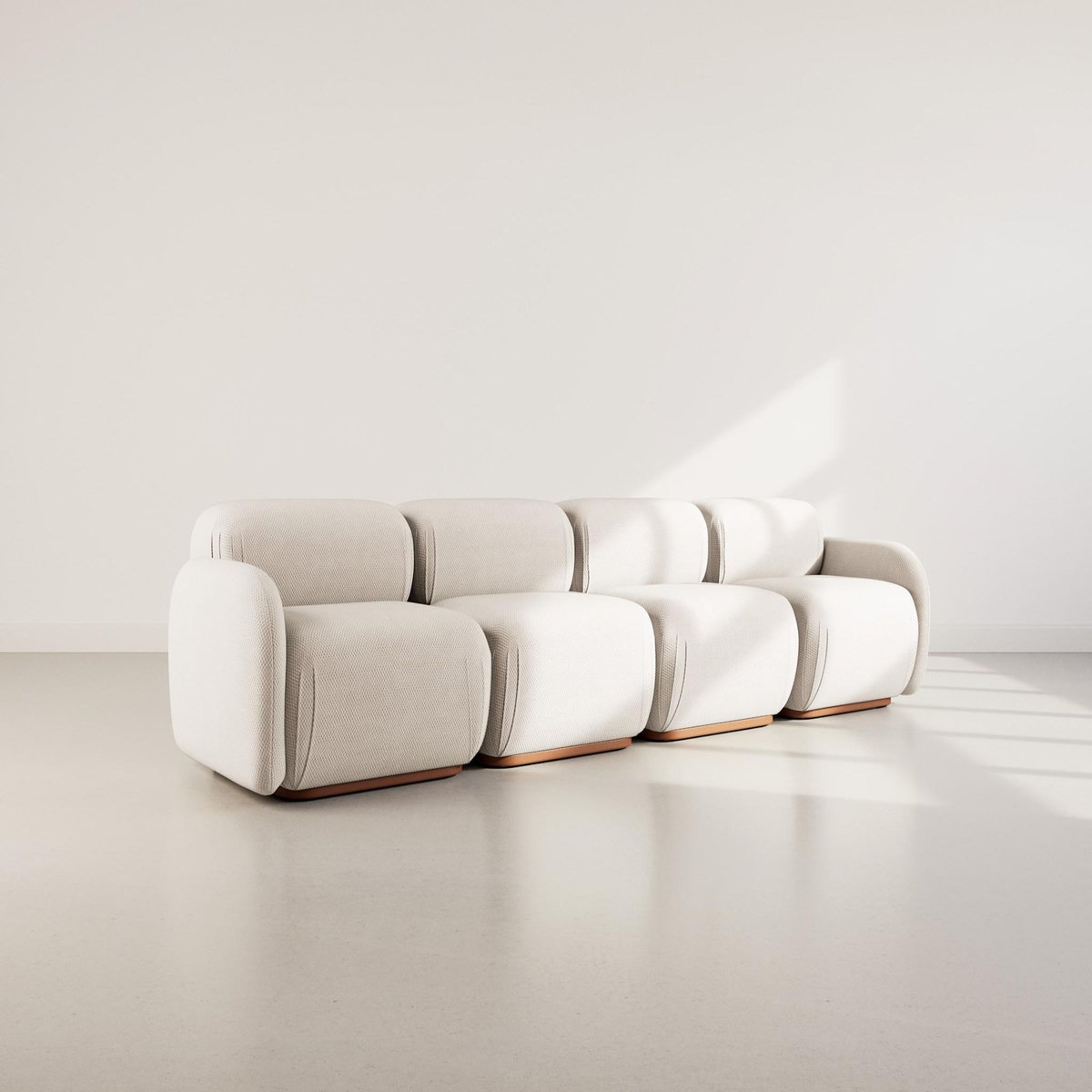 LISA DESIGN Penelope - canapé droit modulable 4 places en velours texturé