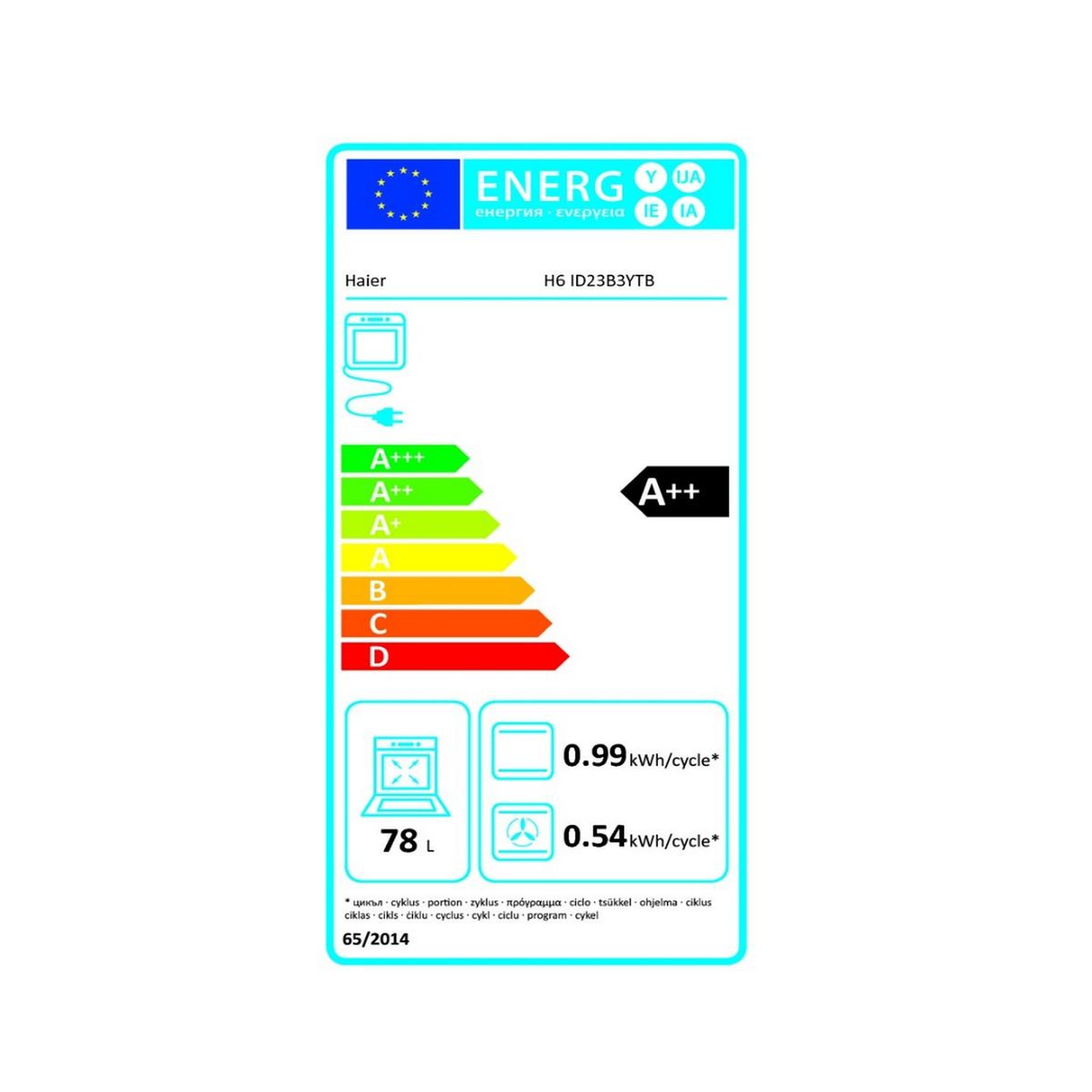 Voir la diapositive 2 : HAIER Four multifonctions 78l 3300w pyrolyse - h6id23b3ytb