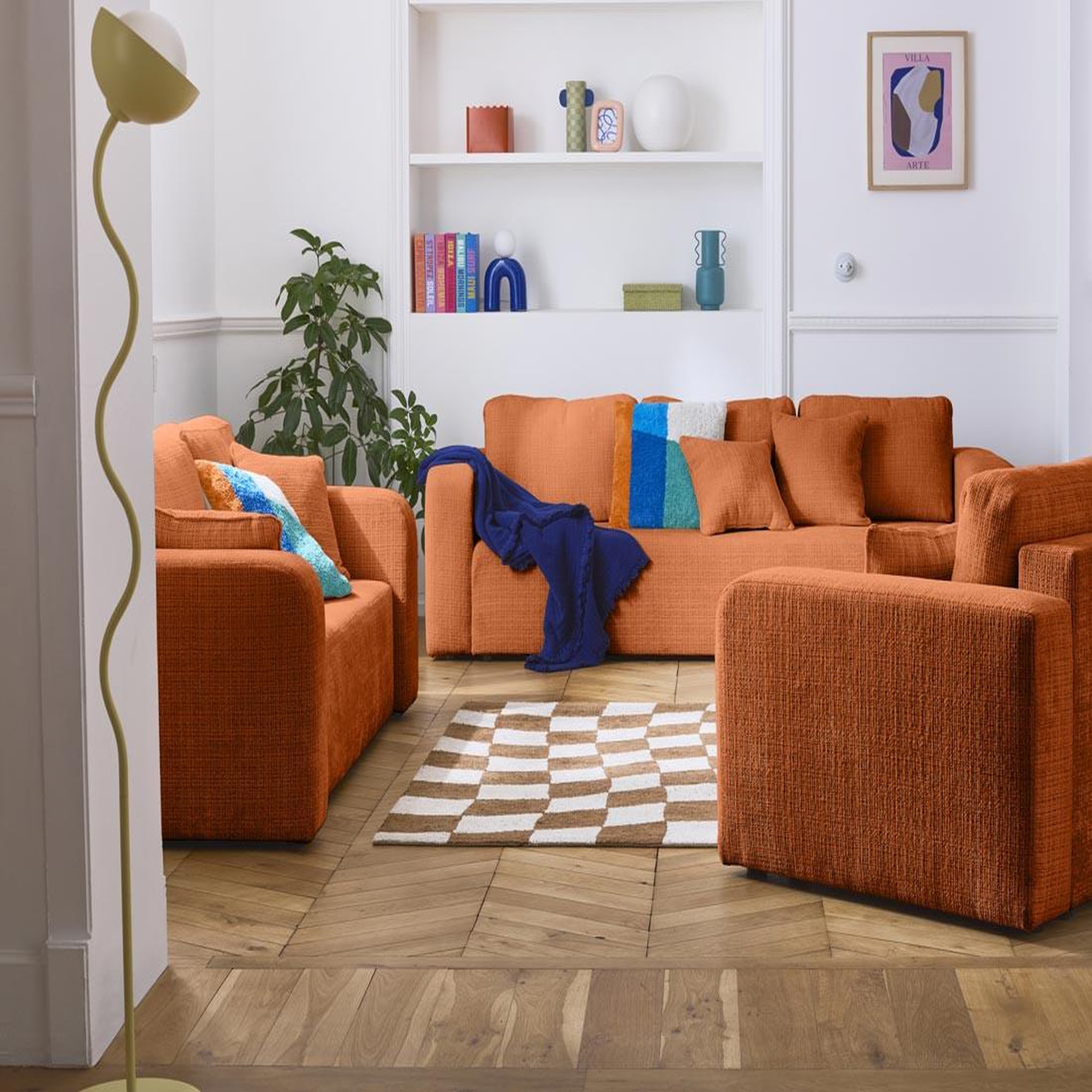 Voir la diapositive 4 : BEST MOBILIER Miro - canapé droit 3 places - convertible avec coffre - en velours texturé