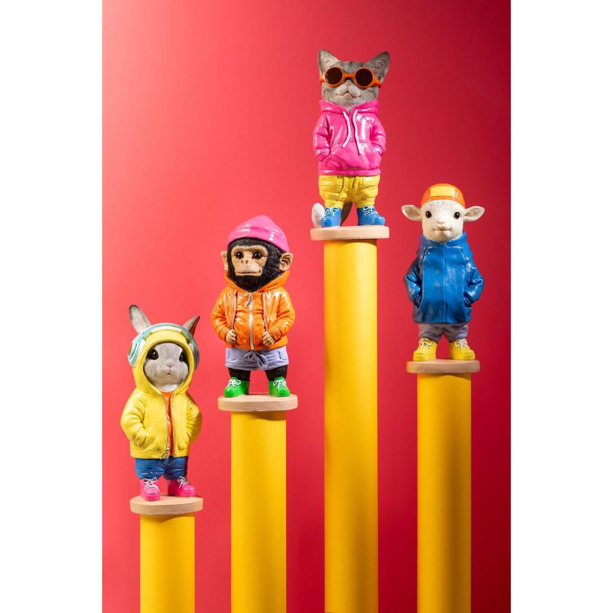 Voir la diapositive 5 : J-LINE Statuette mouton déco  fashion  27cm multicolore